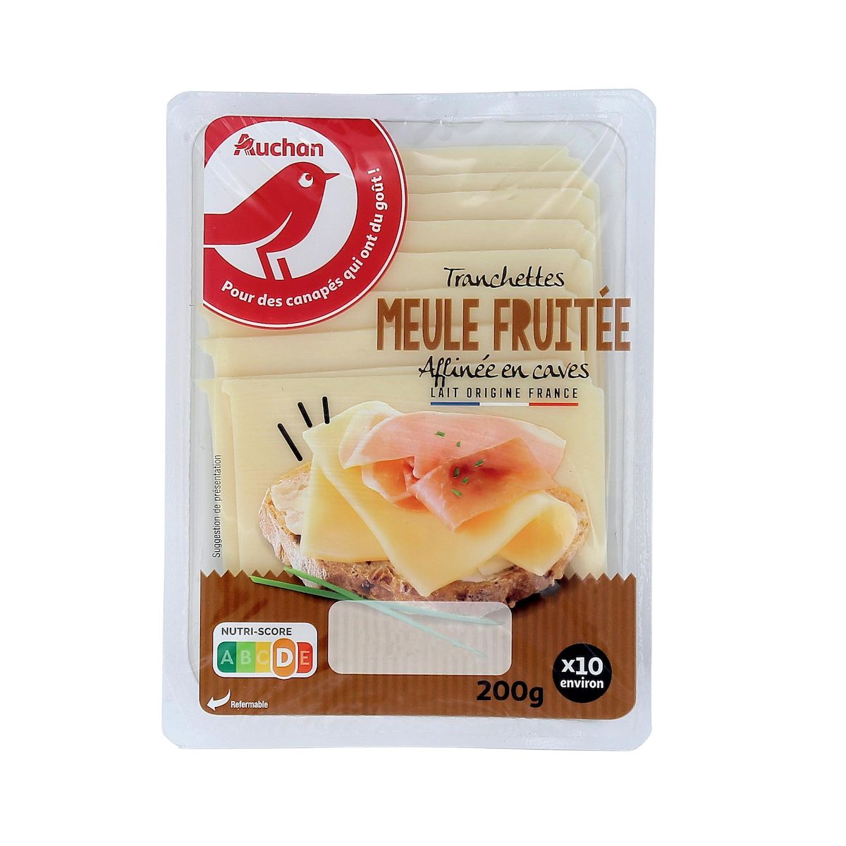 AUCHAN Fromage meule fruitée en tranche 10 tranches 200g