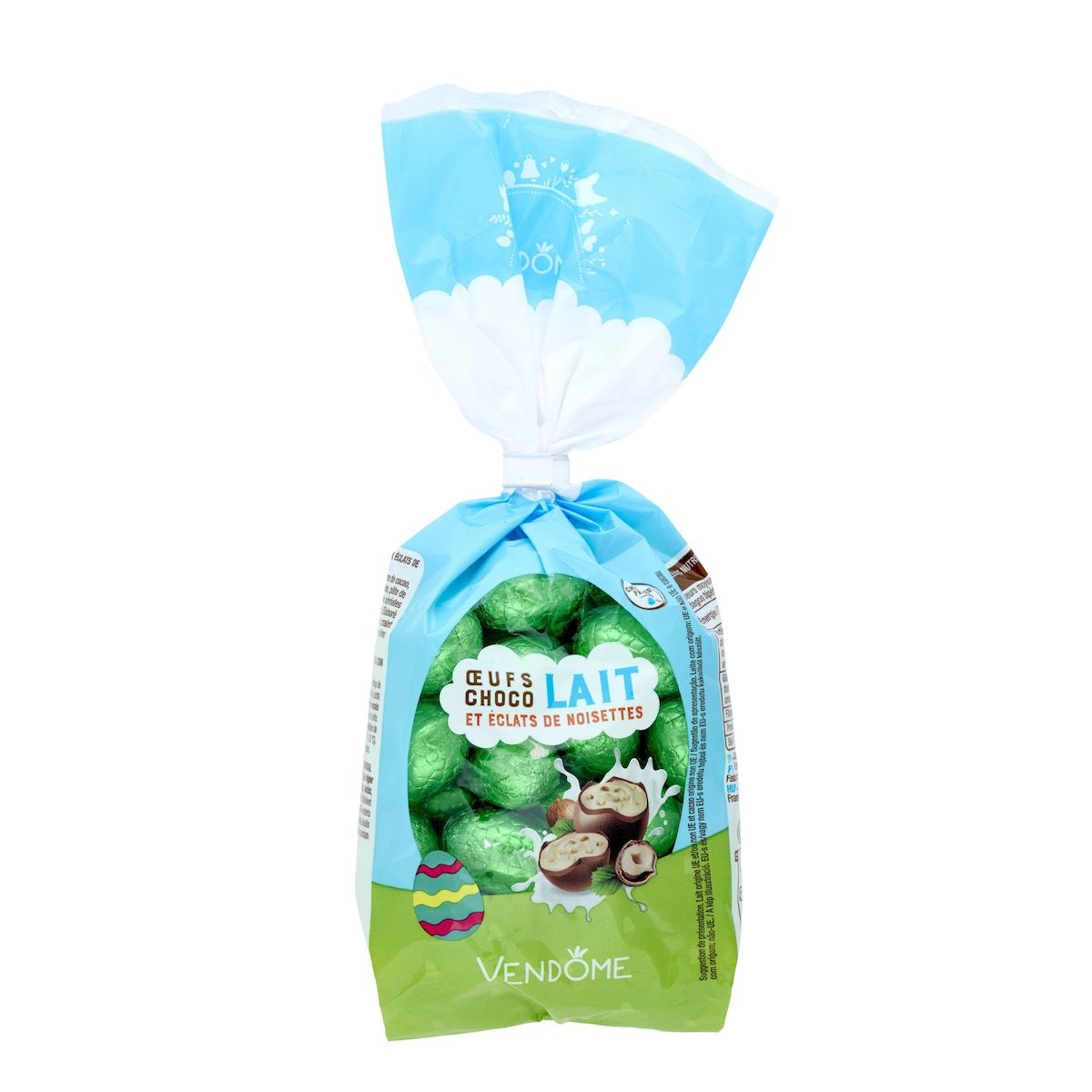 VENDOME Oeufs fourrés de chocolat au lait et éclats de noisettes 200g