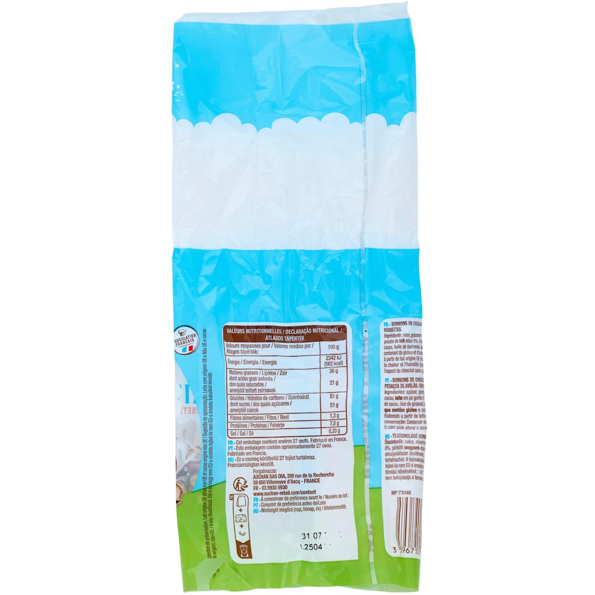 VENDOME Oeufs fourrés de chocolat au lait et éclats de noisettes 200g