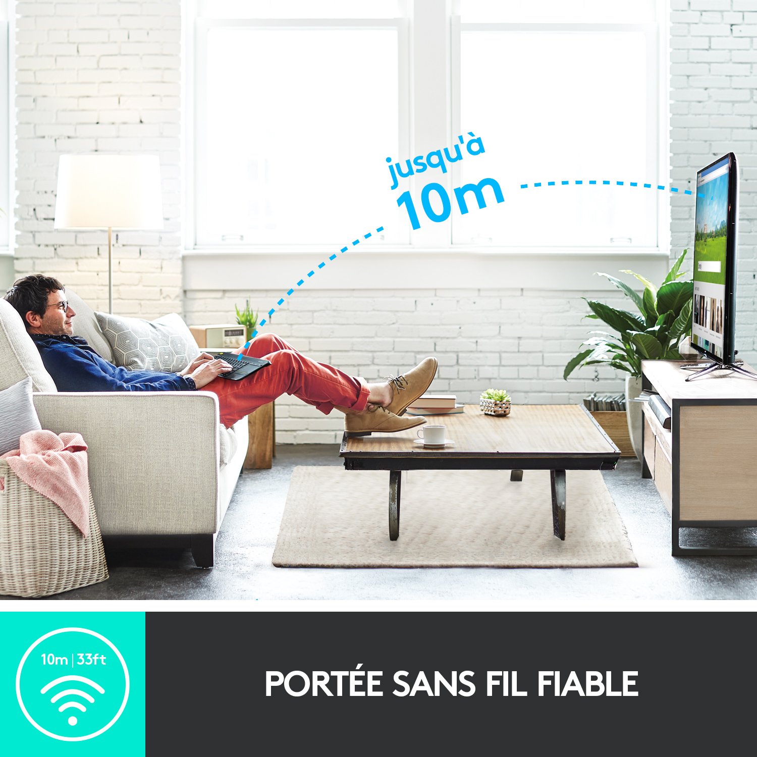 Voir la diapositive 5 : LOGITECH Clavier Sans Fil K400 Plus AZERTY Français Noir