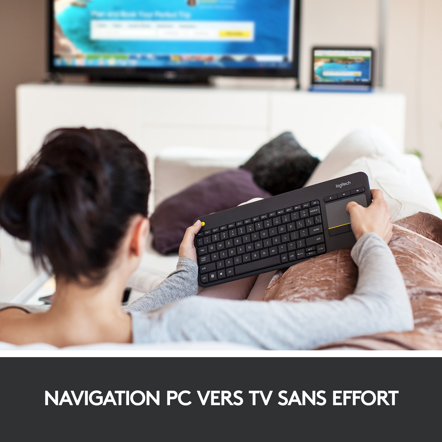Voir la diapositive 6 : LOGITECH Clavier Sans Fil K400 Plus AZERTY Français Noir