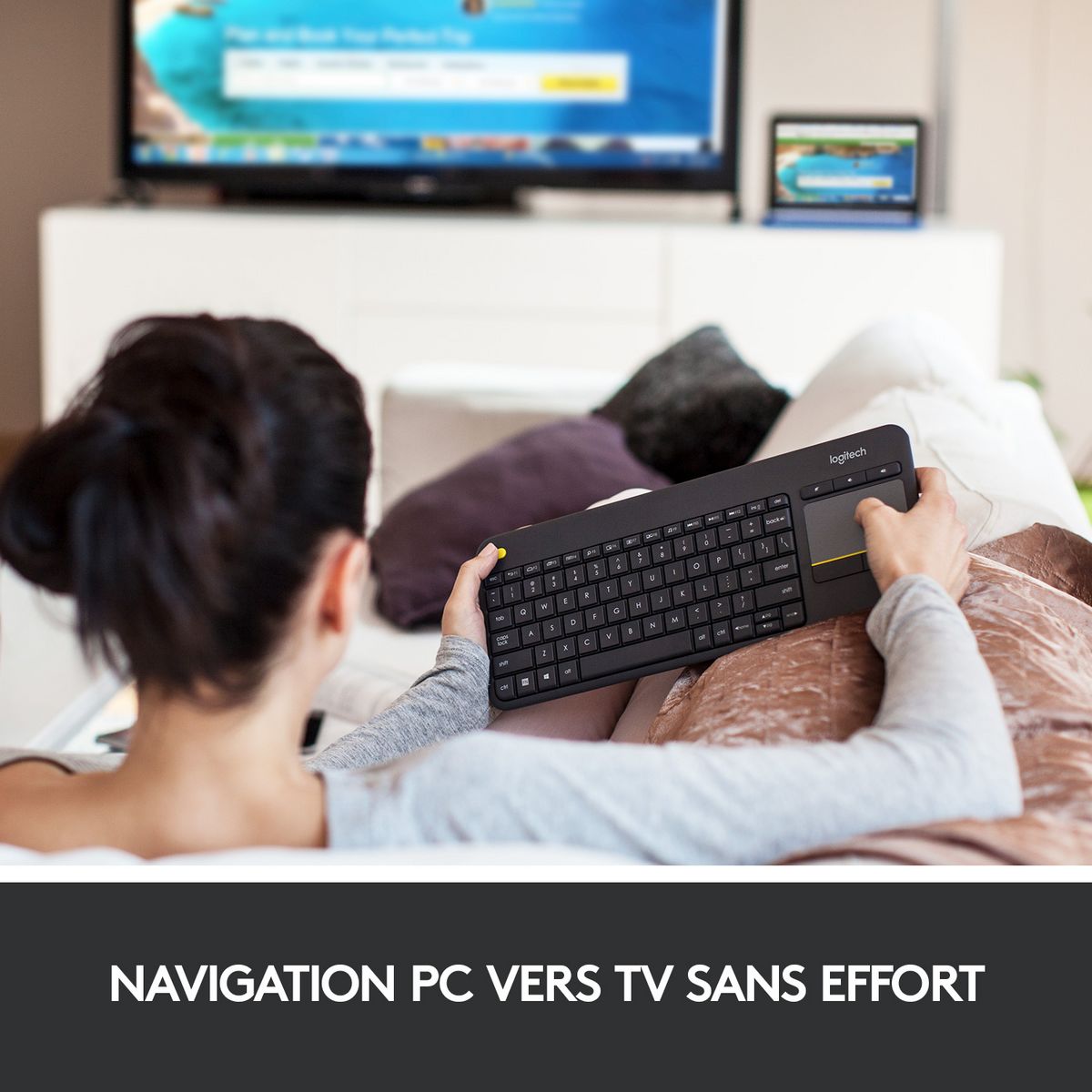 LOGITECH Clavier Sans Fil K400 Plus AZERTY Français Noir