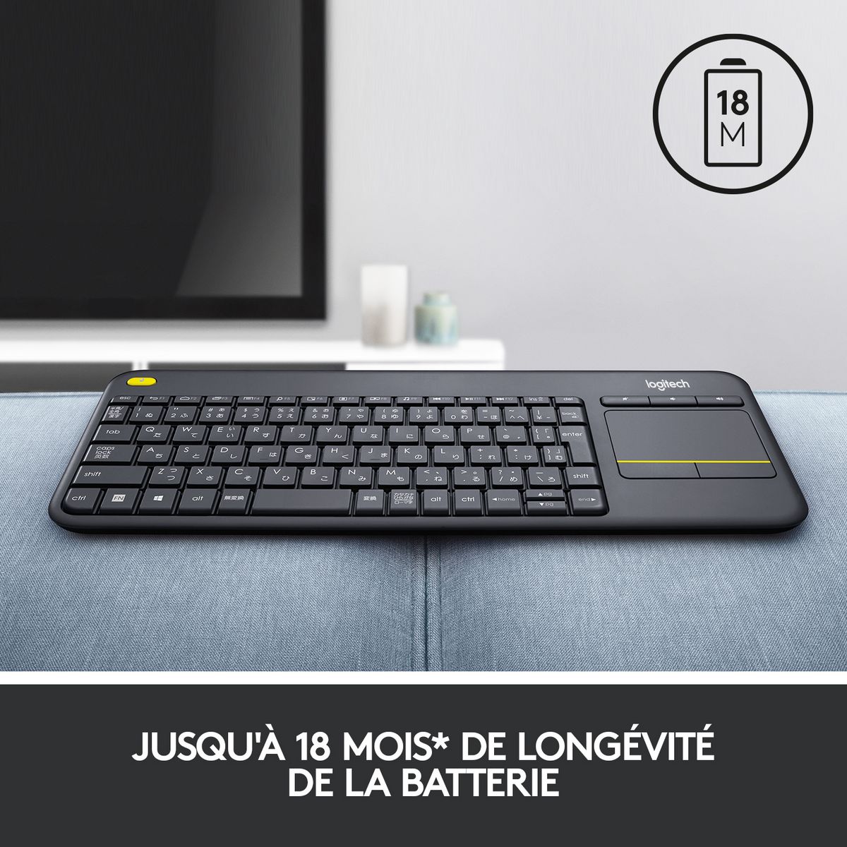 LOGITECH Clavier Sans Fil K400 Plus AZERTY Français Noir