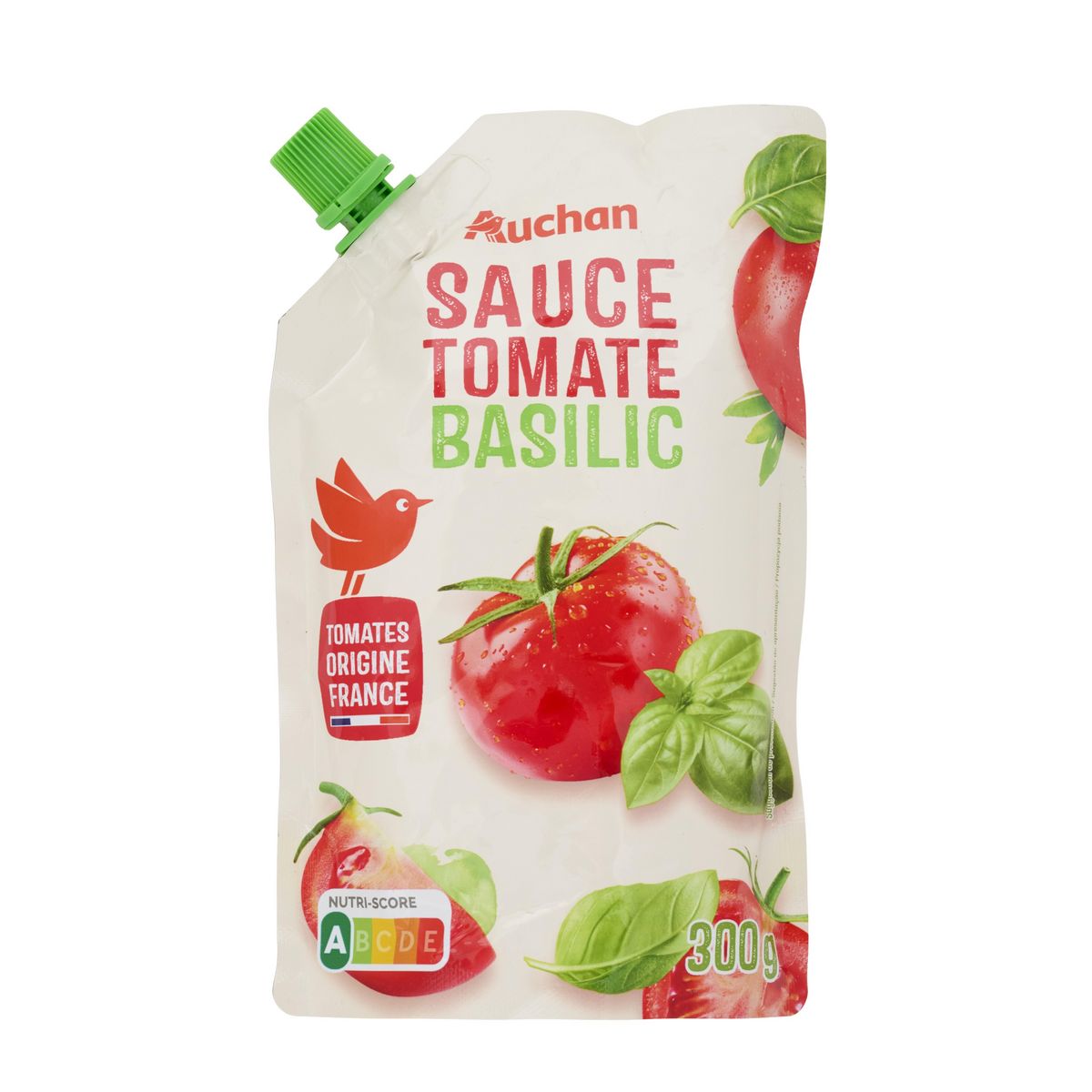 AUCHAN Sauce tomate basilic sachet refermable 300g