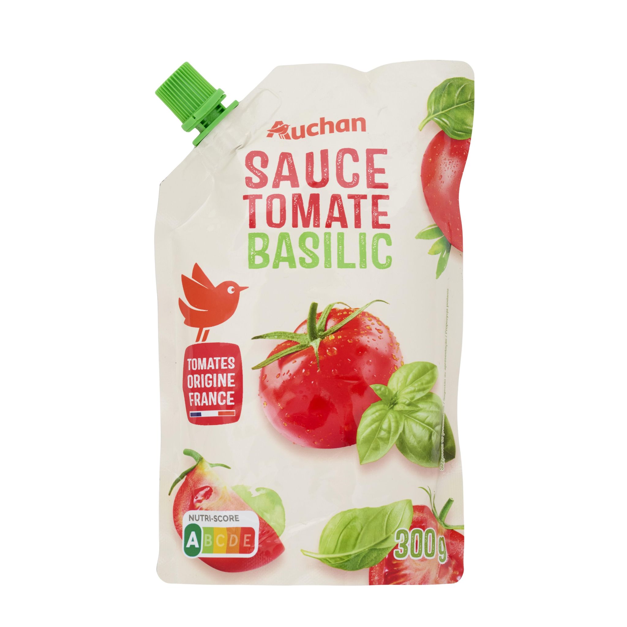 Voir la diapositive 3 : AUCHAN Sauce tomate basilic sachet refermable 300g