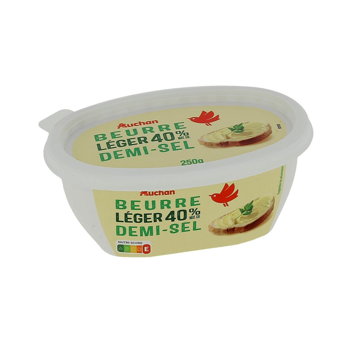 AUCHAN Beurre allégé demi-sel 40% MG 250g