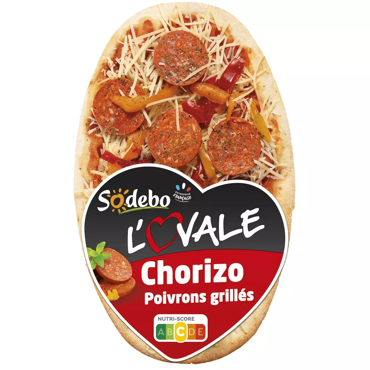 SODEBO Pizza l'ovale chorizo poivrons grillés 1 portion 200g