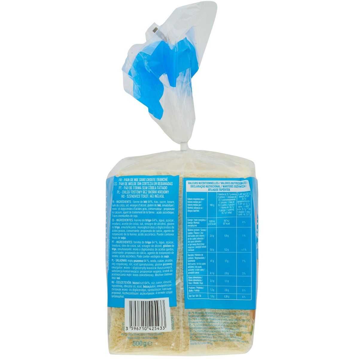 AUCHAN Carré de mie nature grandes tranches sans croûte 14 tranches 500g