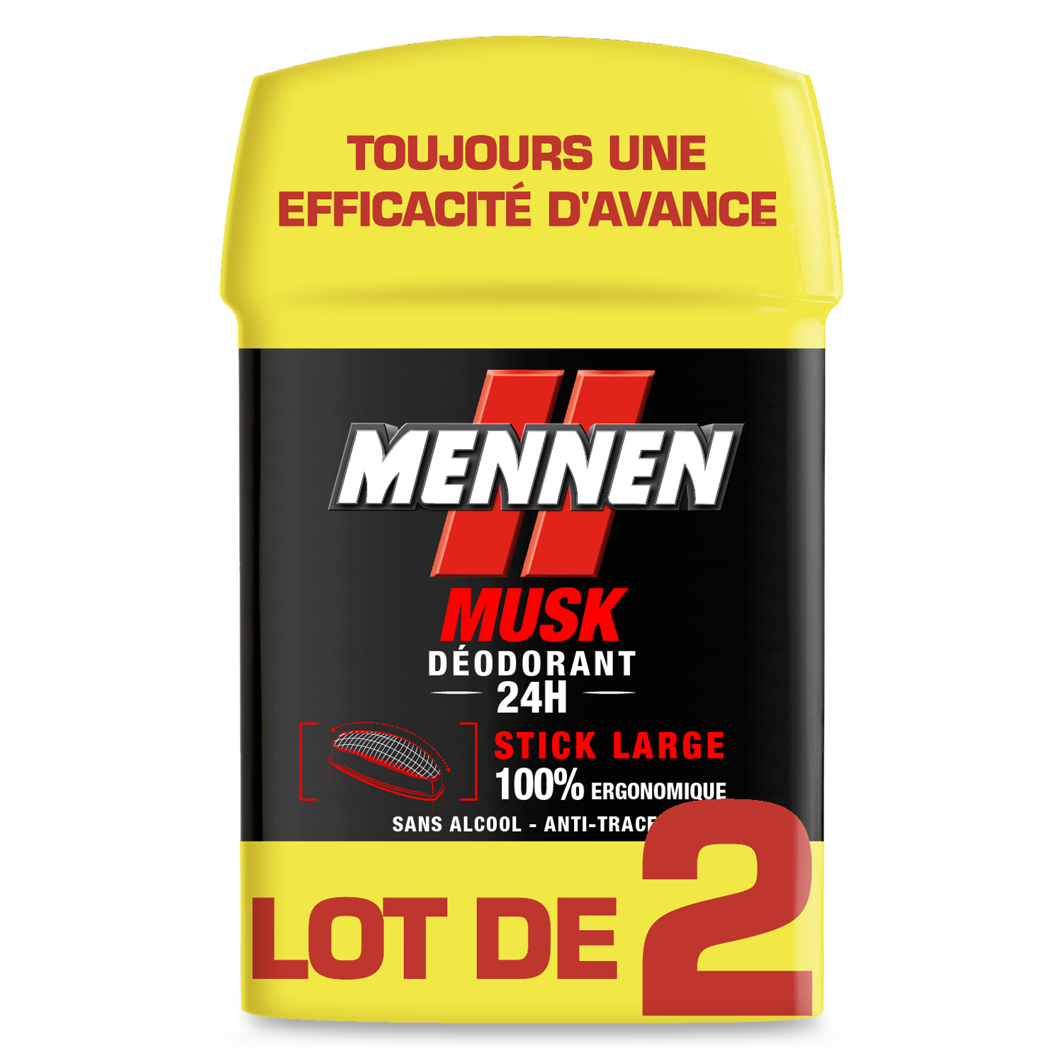 Voir la diapositive 2 : MENNEN Déodorant stick large homme 24h musk 2x50ml