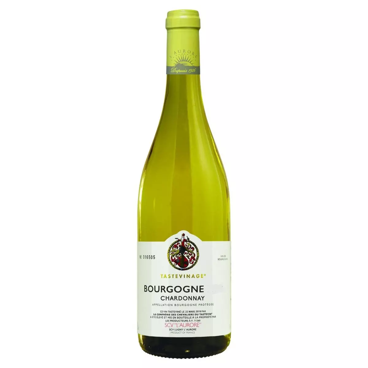 AOP Bourgogne chardonnay Tastevinage l'Aurore blanc 75cl