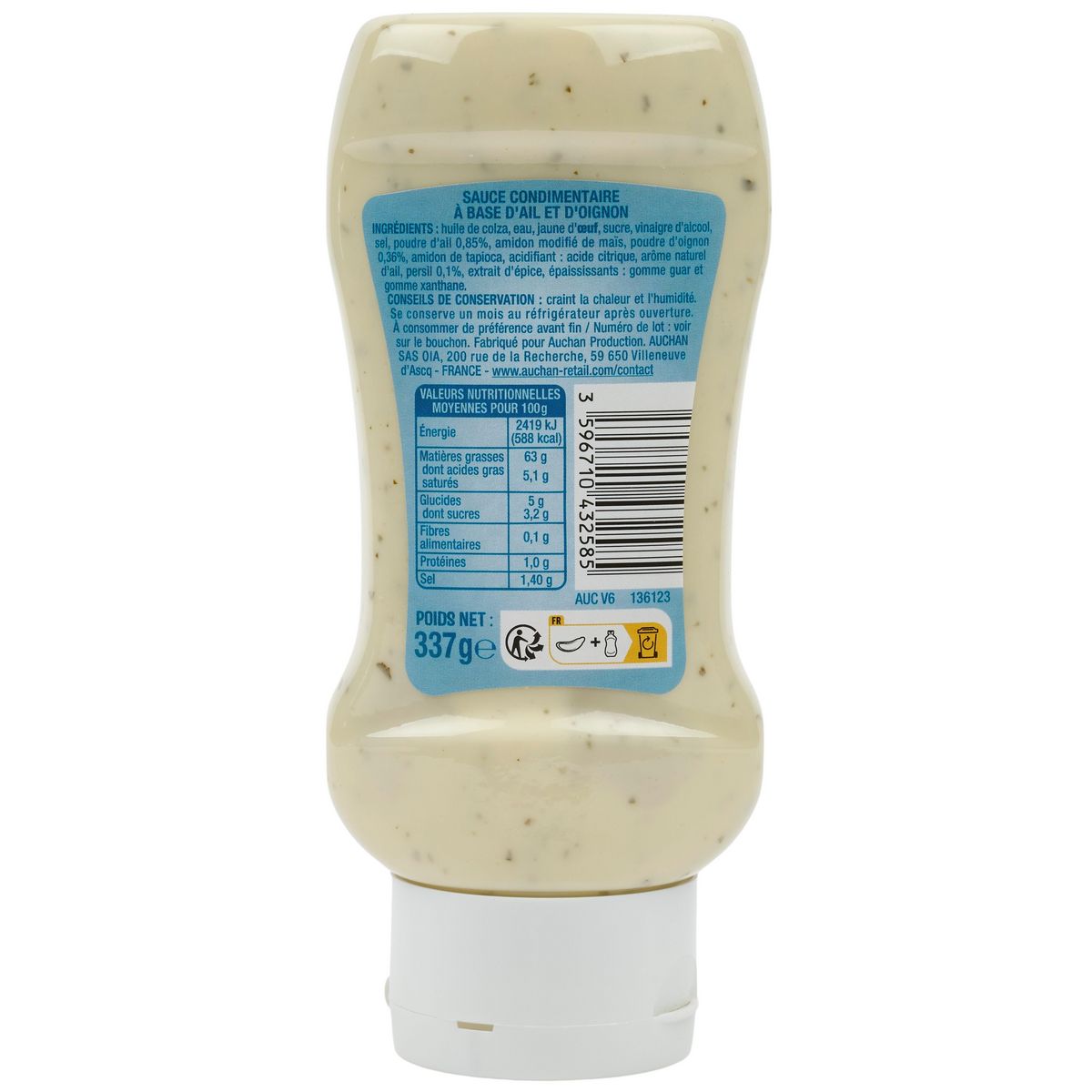 AUCHAN Sauce kebab flacon souple 337g