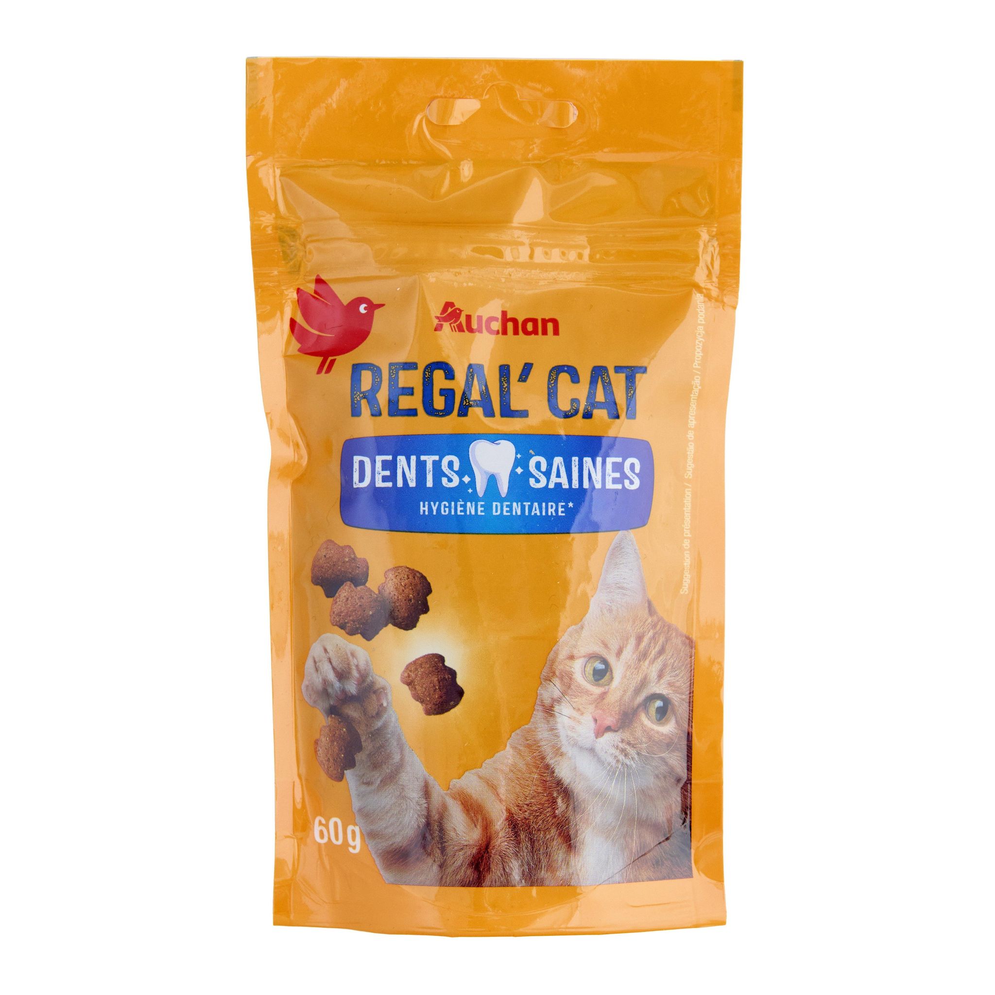 Voir la diapositive 3 : AUCHAN Régal'cat friandises hygiène dentaire pour chat adulte 60g