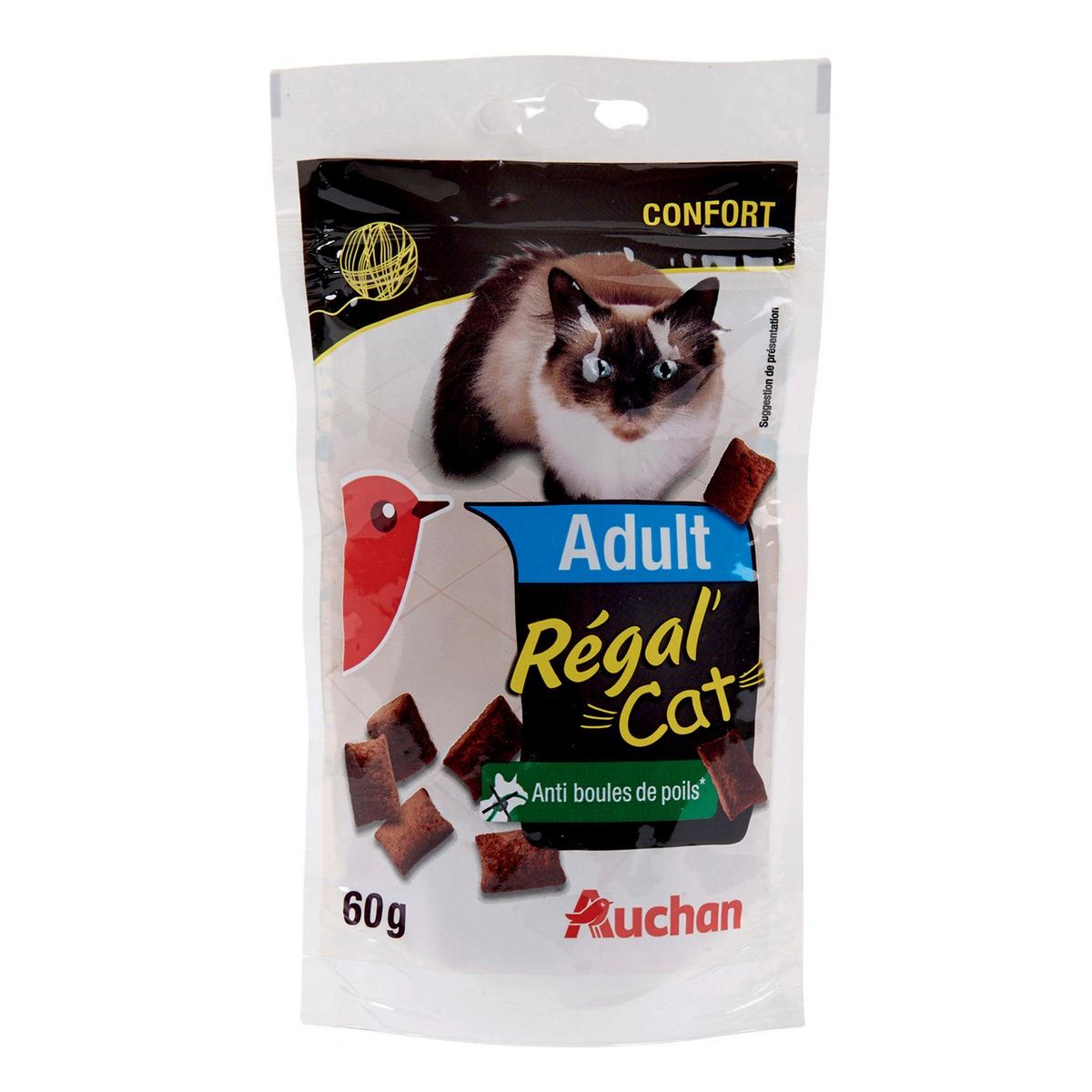 AUCHAN Adult friandises régal'cat anti boules de poils pour chat 60g