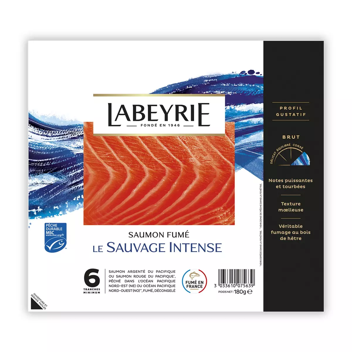 LABEYRIE Saumon fumé sauvage MSC 6 tranches 180g