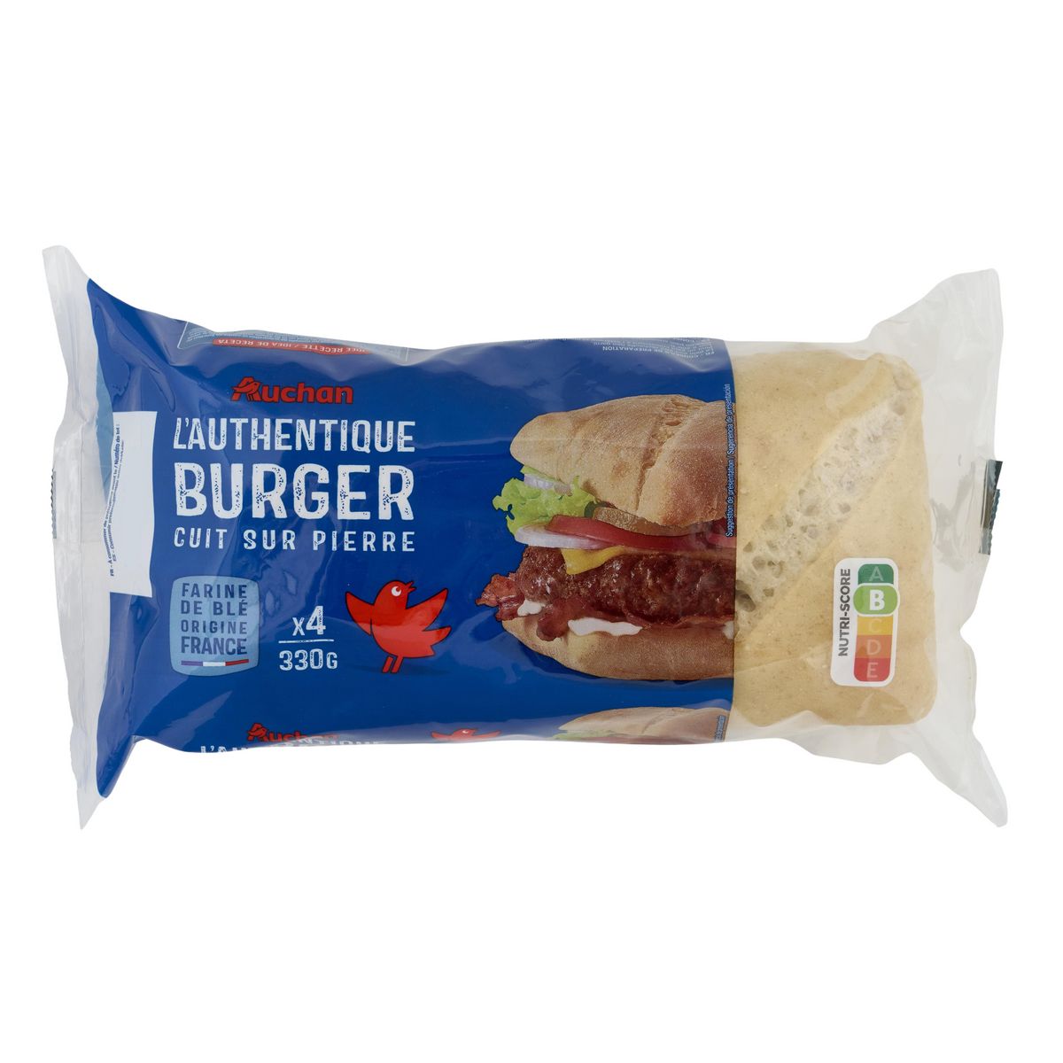 AUCHAN L'authentique pain burger 4 pièces 330g