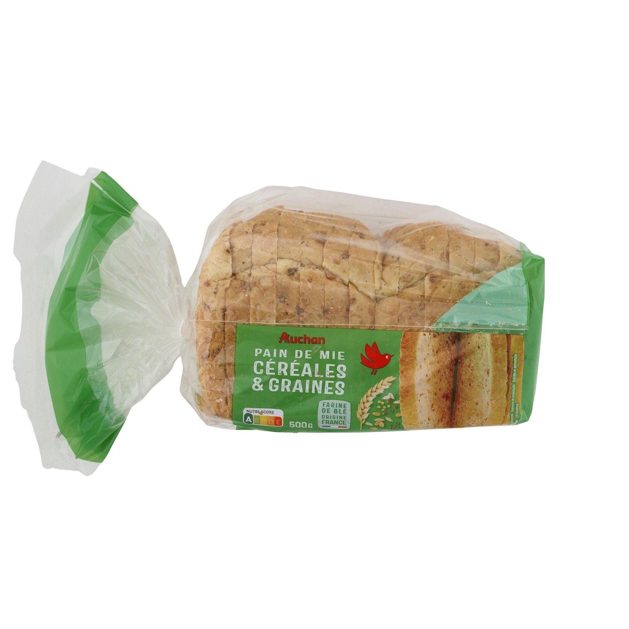 Voir la diapositive 2 : AUCHAN Pain de mie céréales et graines 500g