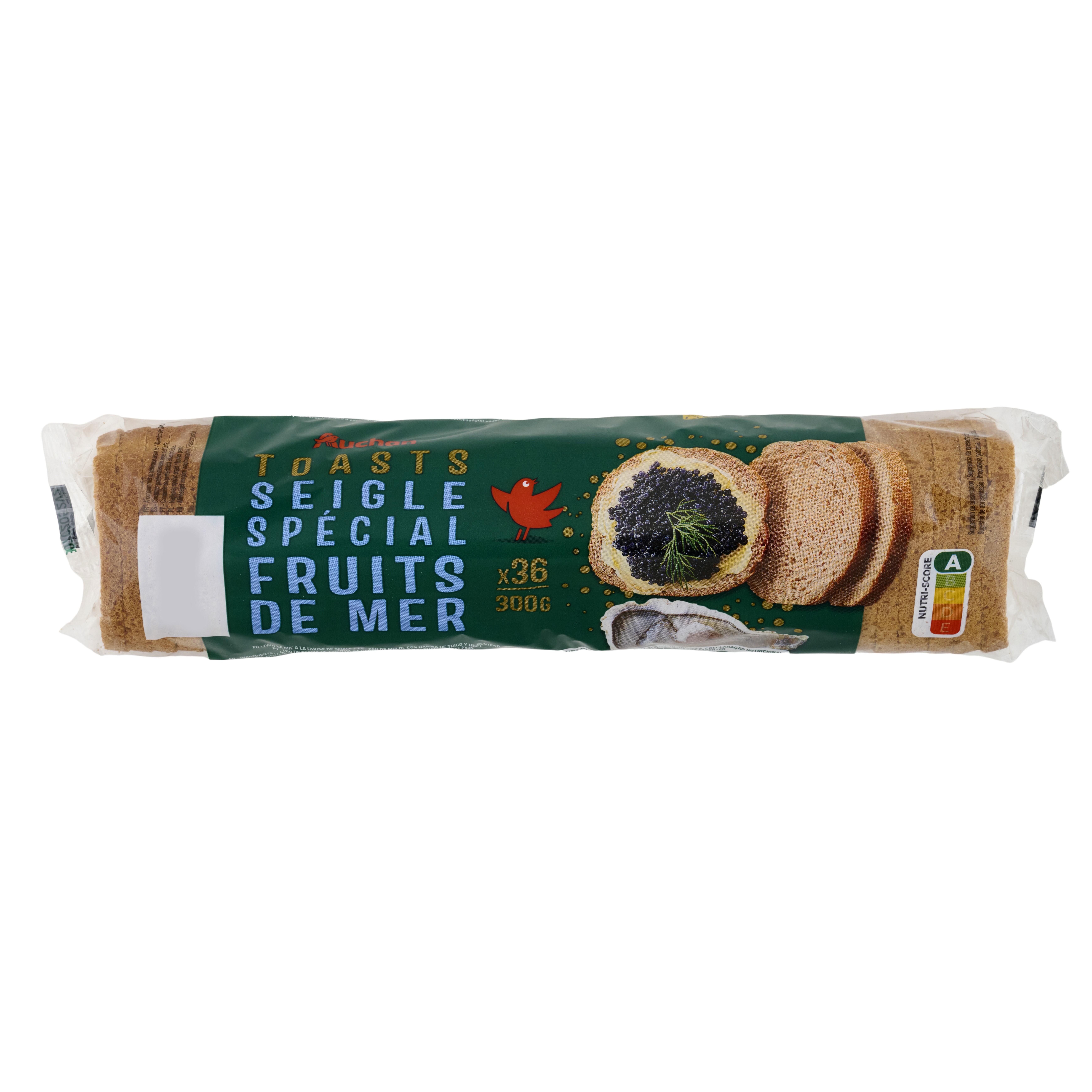 Voir la diapositive 3 : AUCHAN Toast ronds seigle spécial fruits de mer 36 tranches 300g