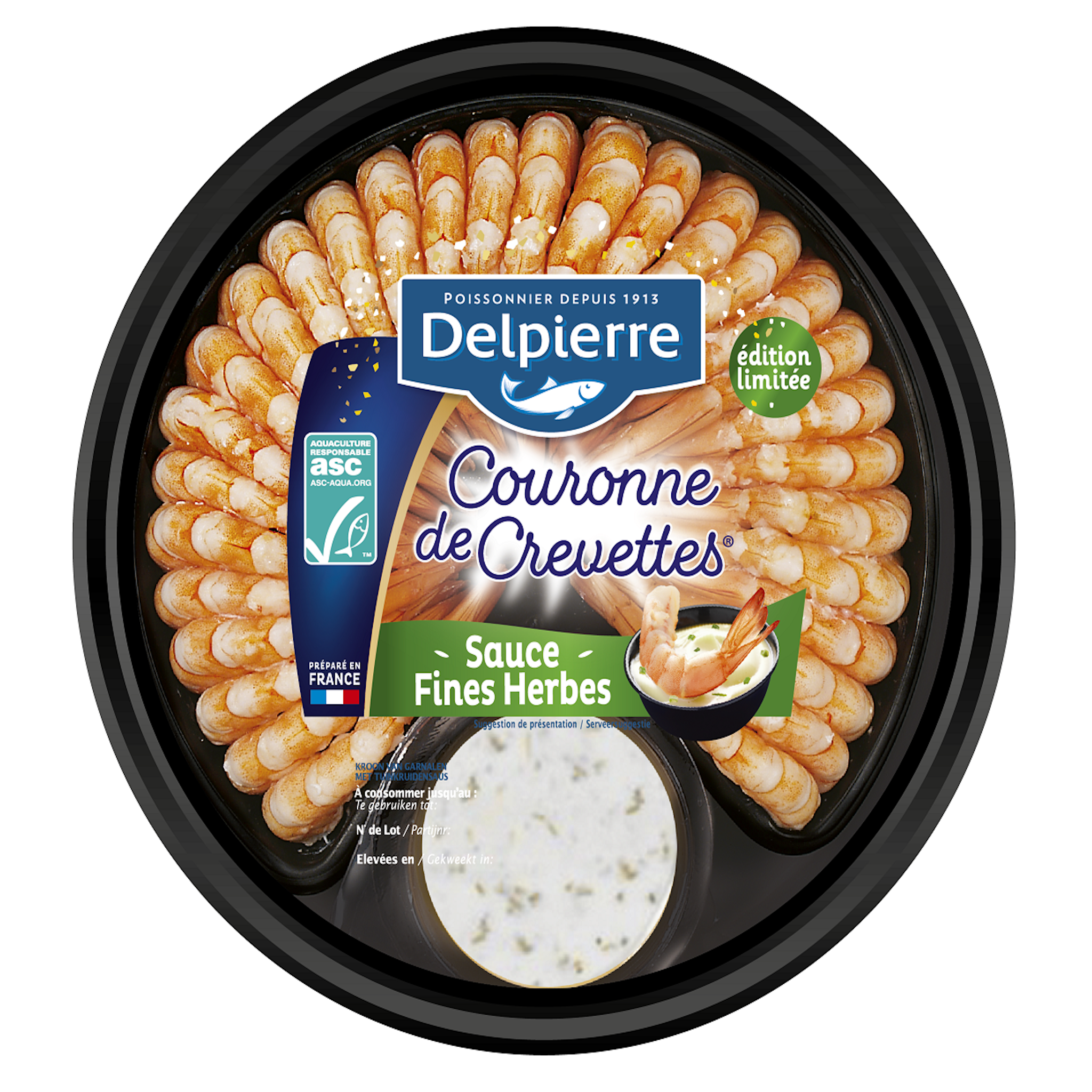 DELPIERRE Couronne de queues de crevettes ail et fines herbes 190 g
