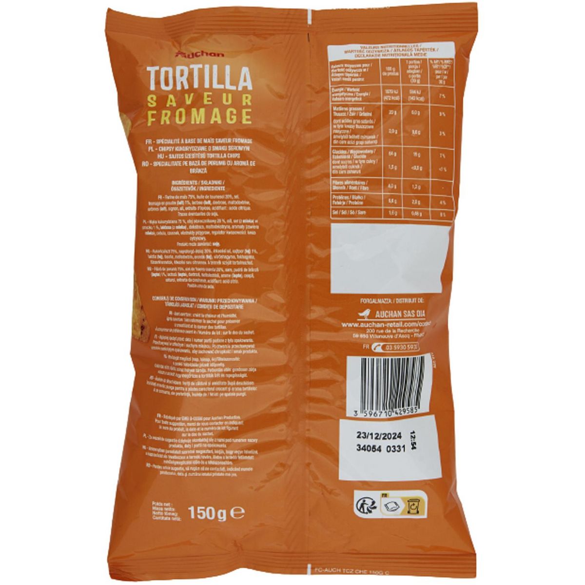 AUCHAN Tortillas saveur fromage 150g