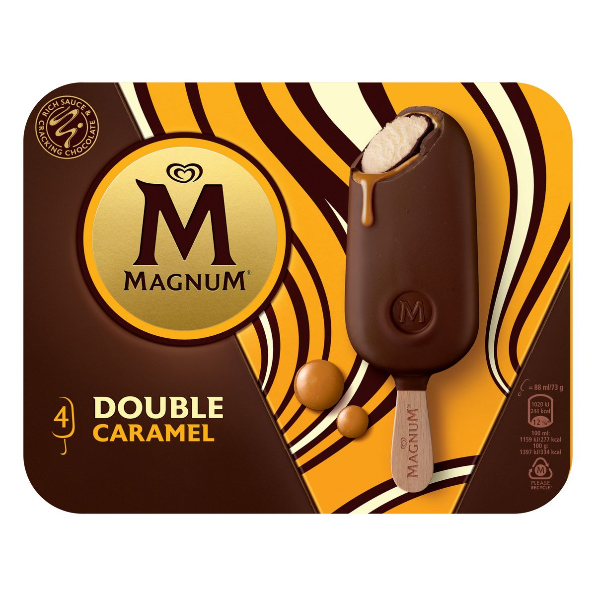 MAGNUM Bâtonnet glacé double caramel 4 pièces 292g
