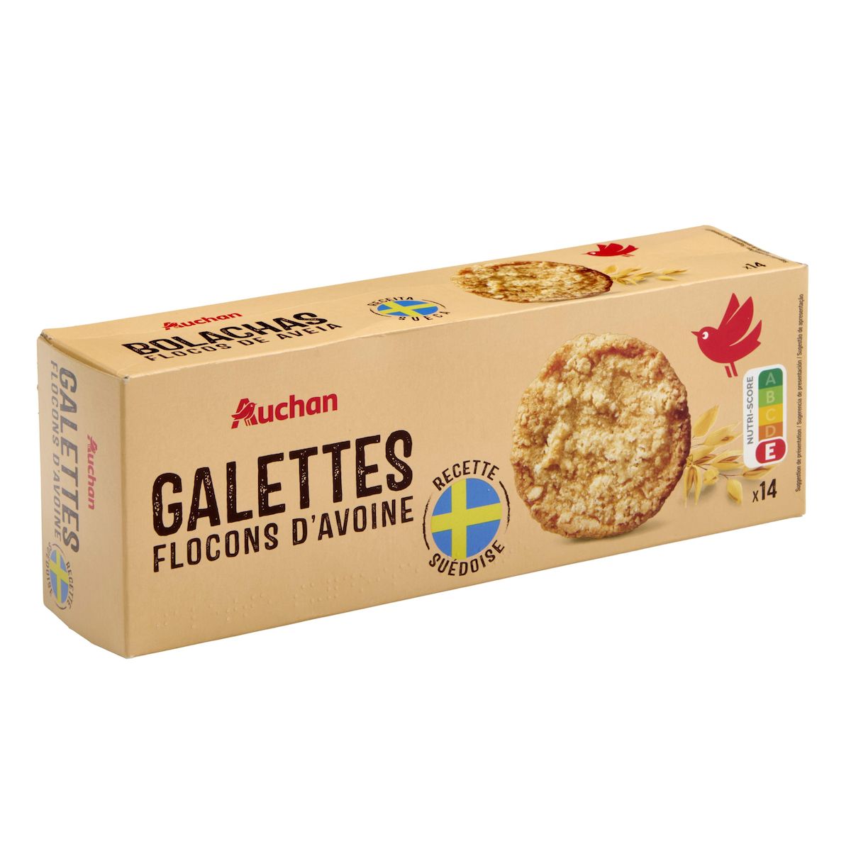 AUCHAN Galettes suédoises aux flocons d'avoine 14 biscuits 100g