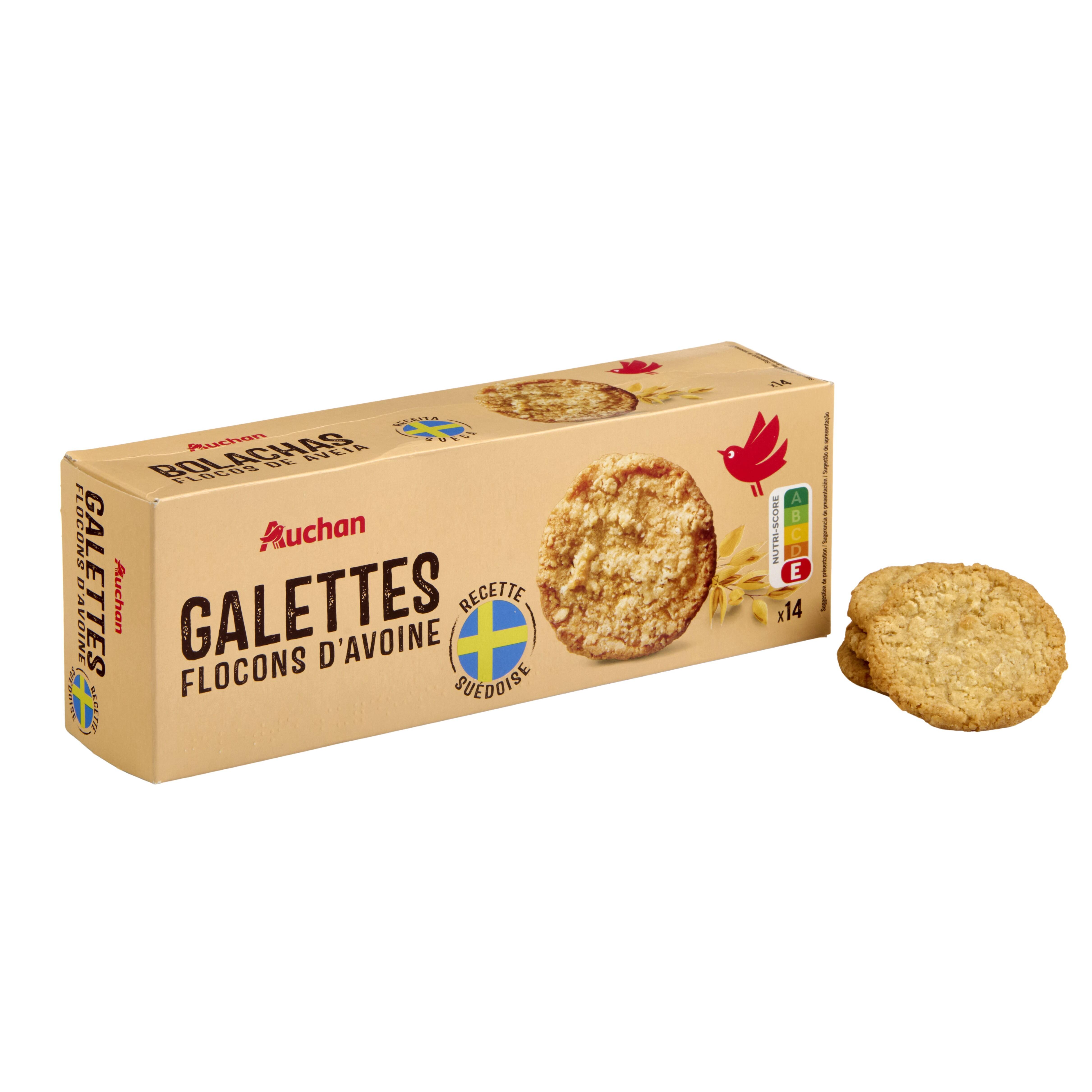 Voir la diapositive 4 : AUCHAN Galettes suédoises aux flocons d'avoine 14 biscuits 100g