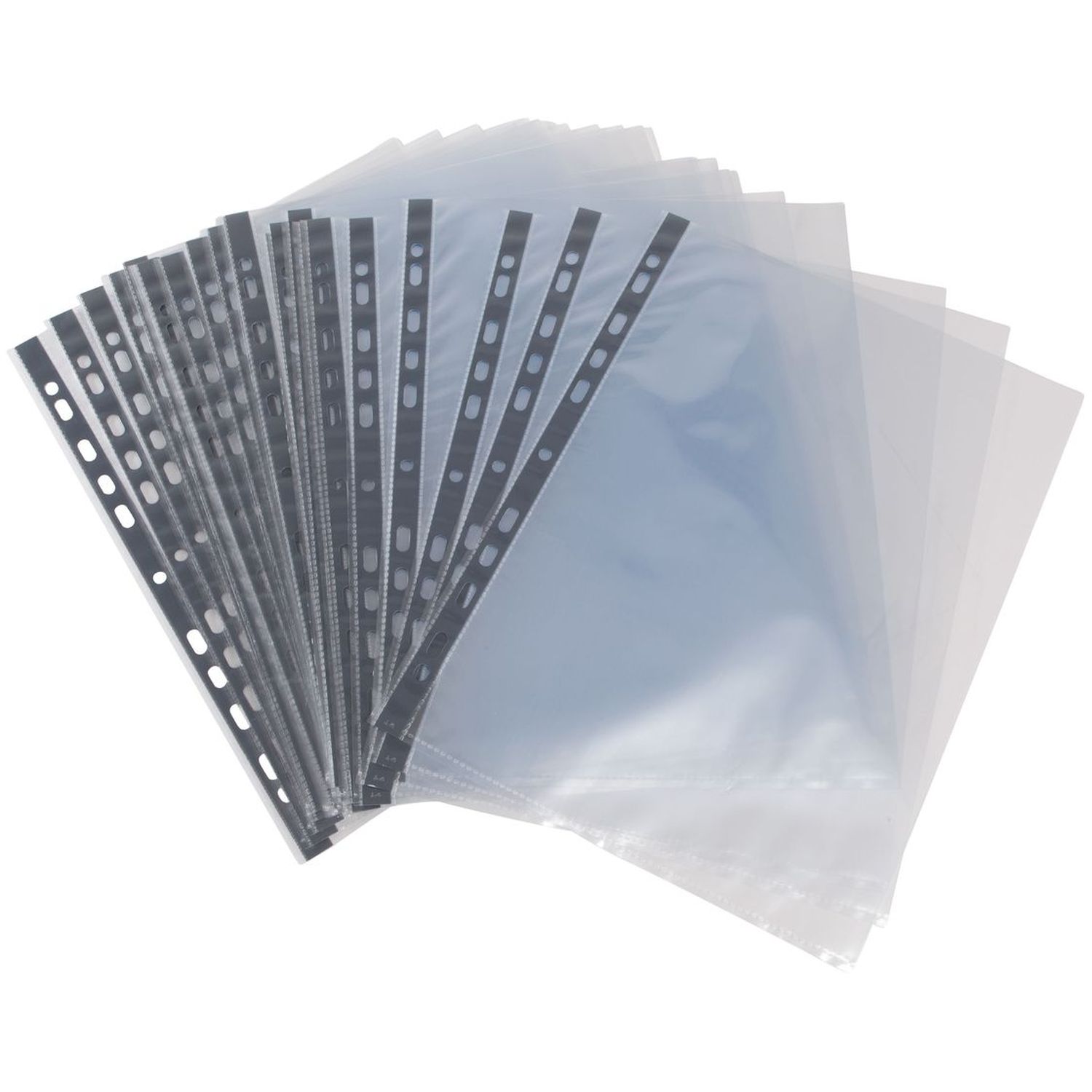 Voir la diapositive 2 : AUCHAN Lot de 50 pochettes plastiques perforées lisses A4