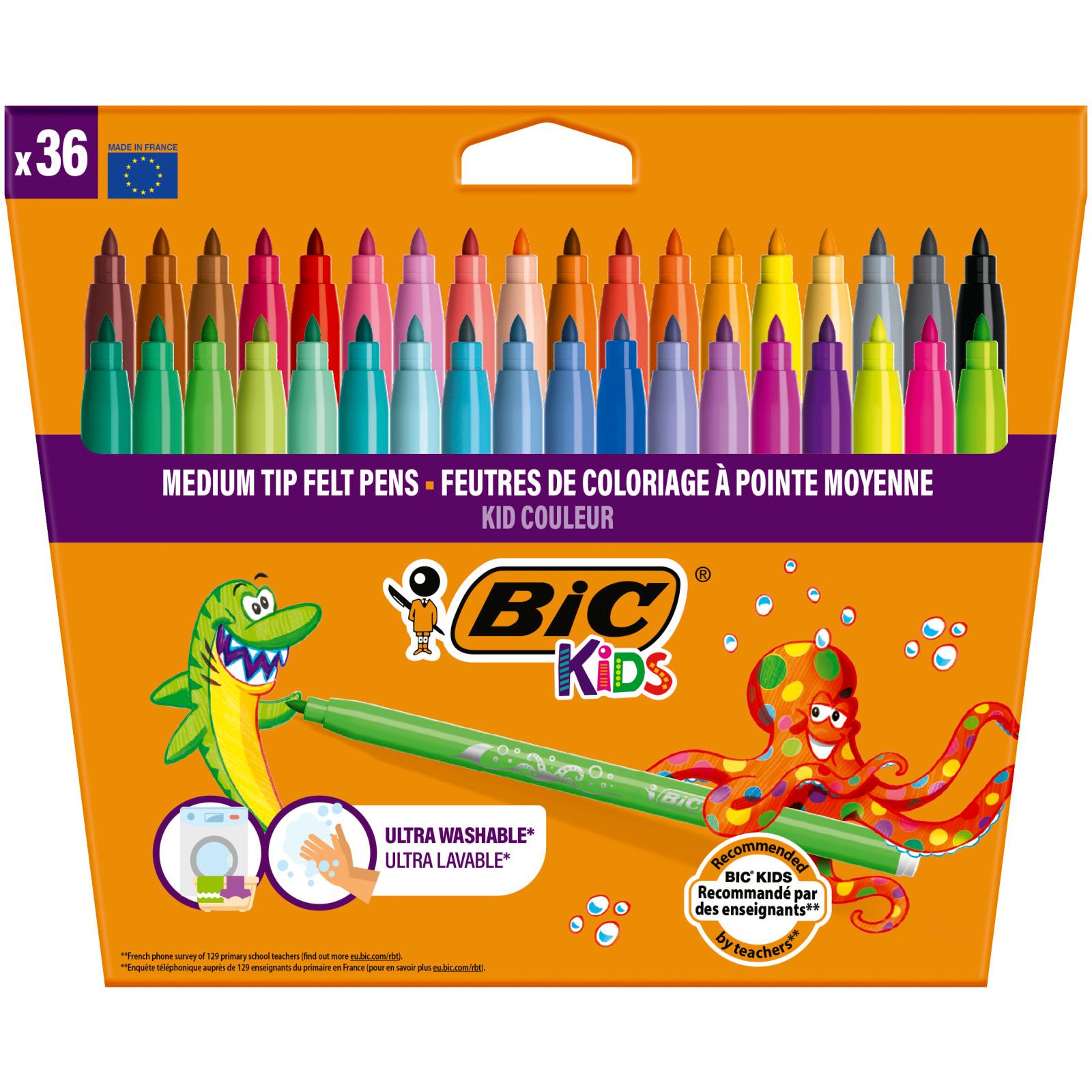 BIC Feutres x36 Kid Couleur Pointe moyenne