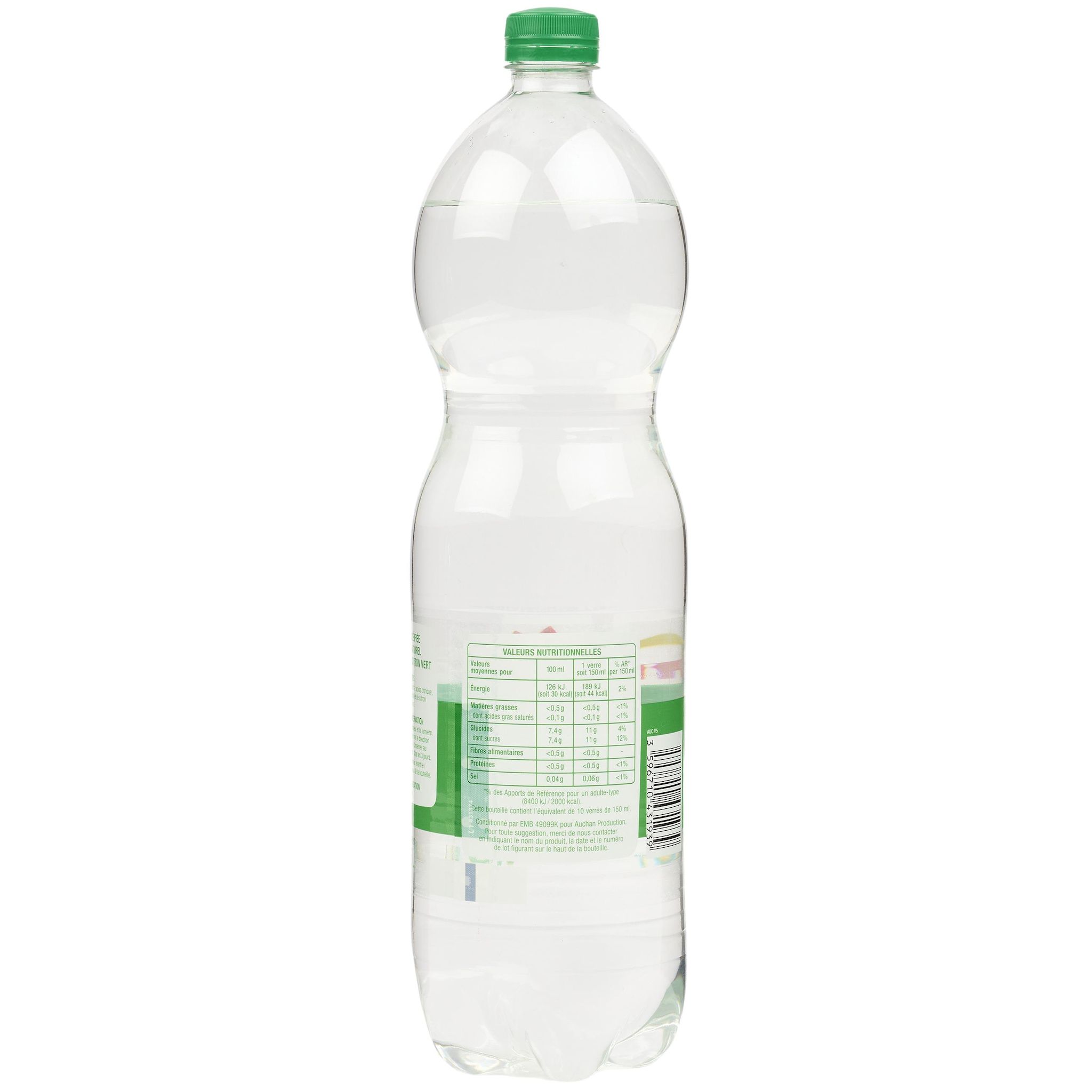 Voir la diapositive 2 : AUCHAN Soda saveur citron et citron vert 1,5l