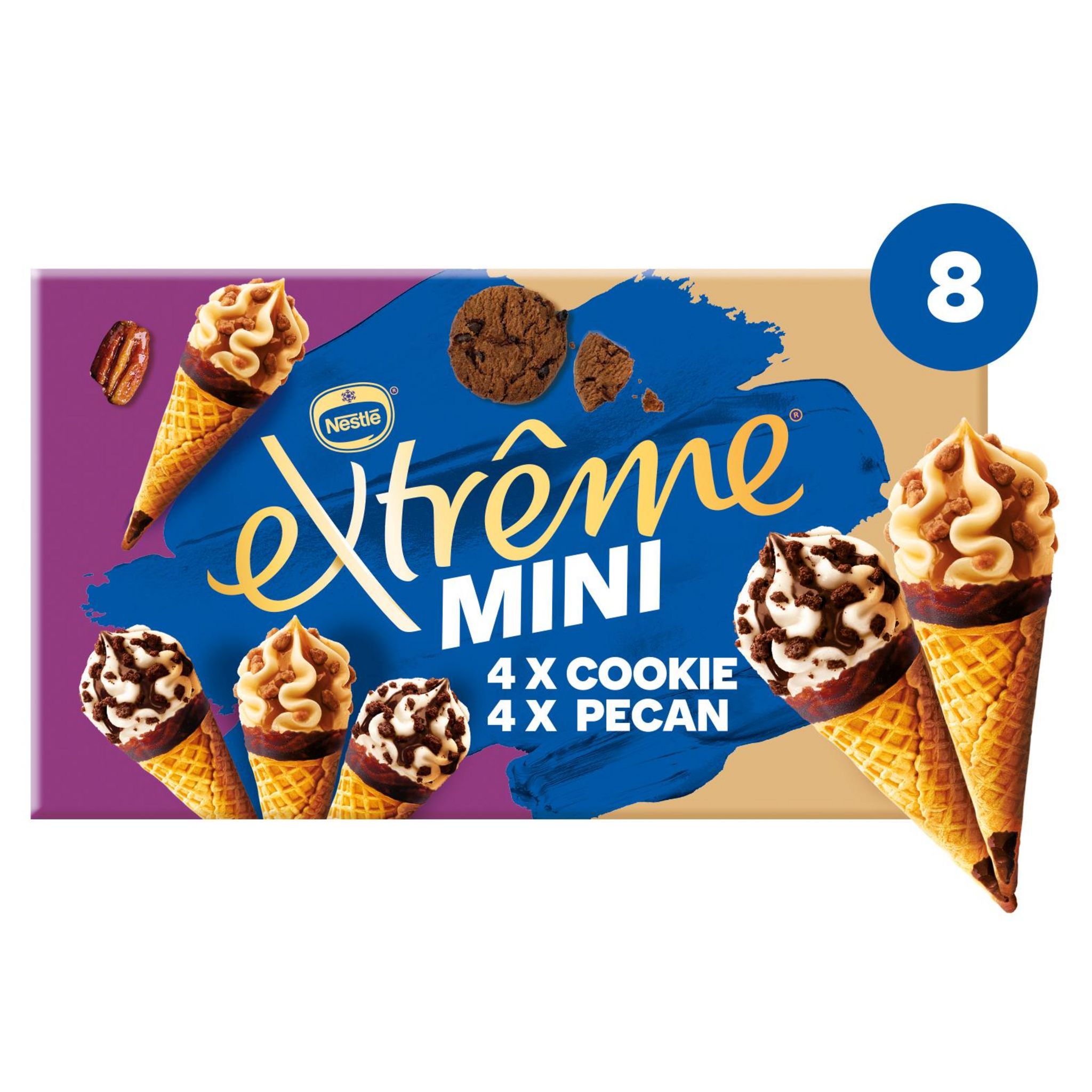 Voir la diapositive 2 : EXTREME Mini-cône glacé happy cookie et pécan 8 pièces 313g