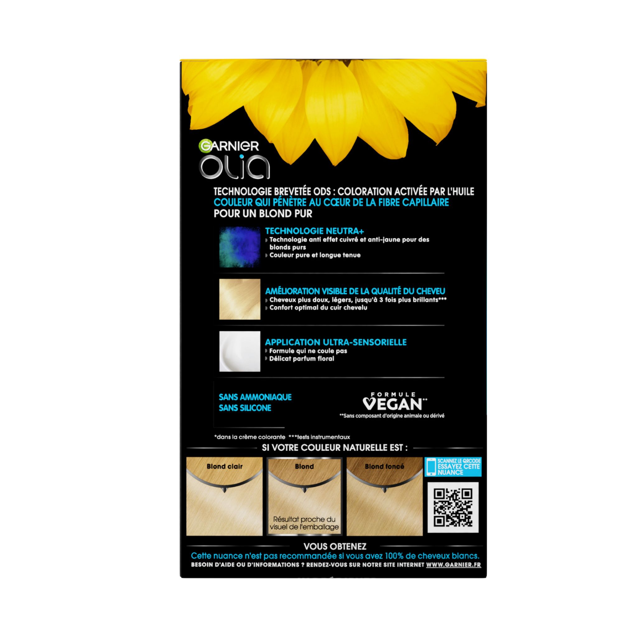 Voir la diapositive 4 : GARNIER Olia Coloration permanente sans ammoniaque 110 blond naturel 3 produits 1 kit