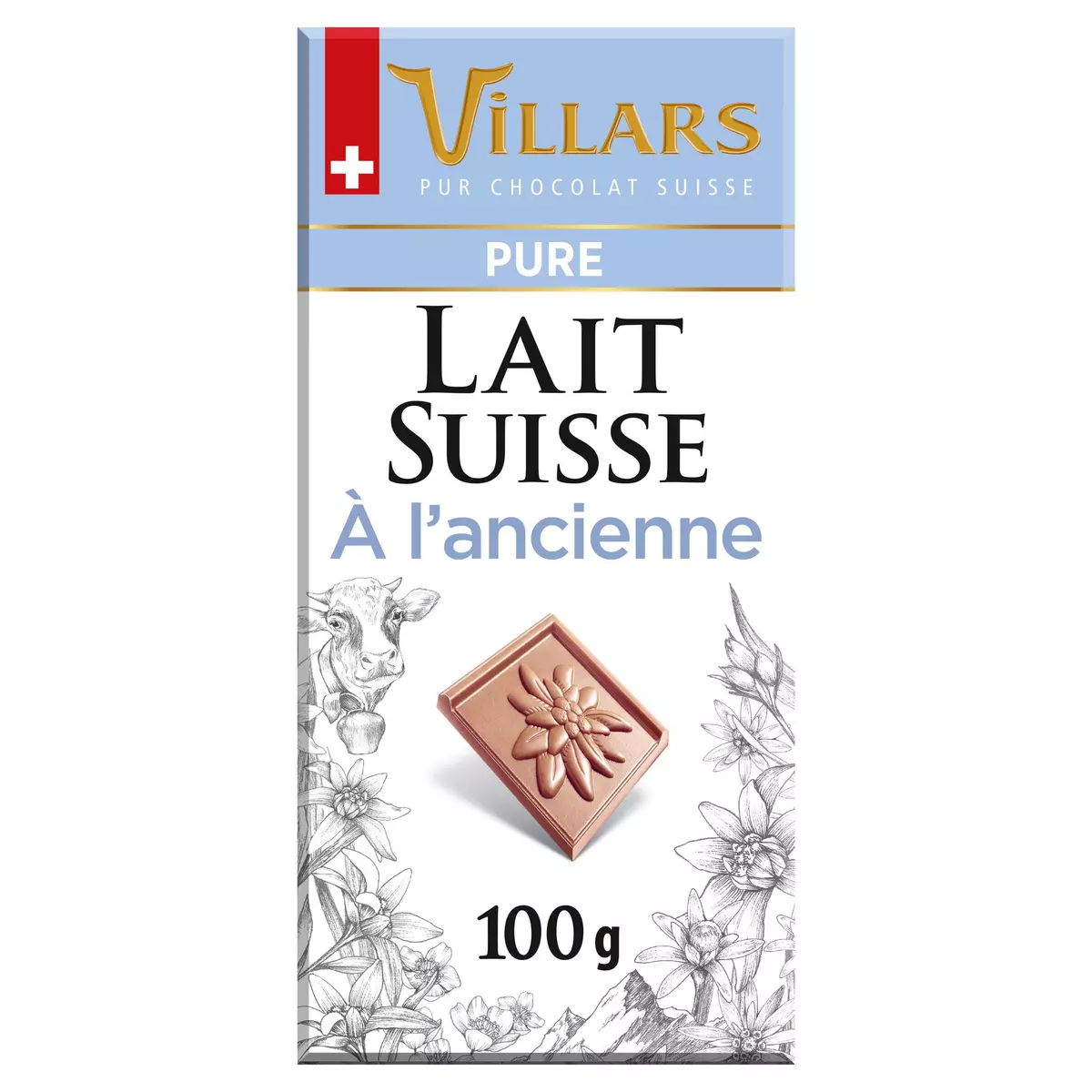 VILLARS Tablette de chocolat au lait Suisse à l'ancienne 1 pièce 100g