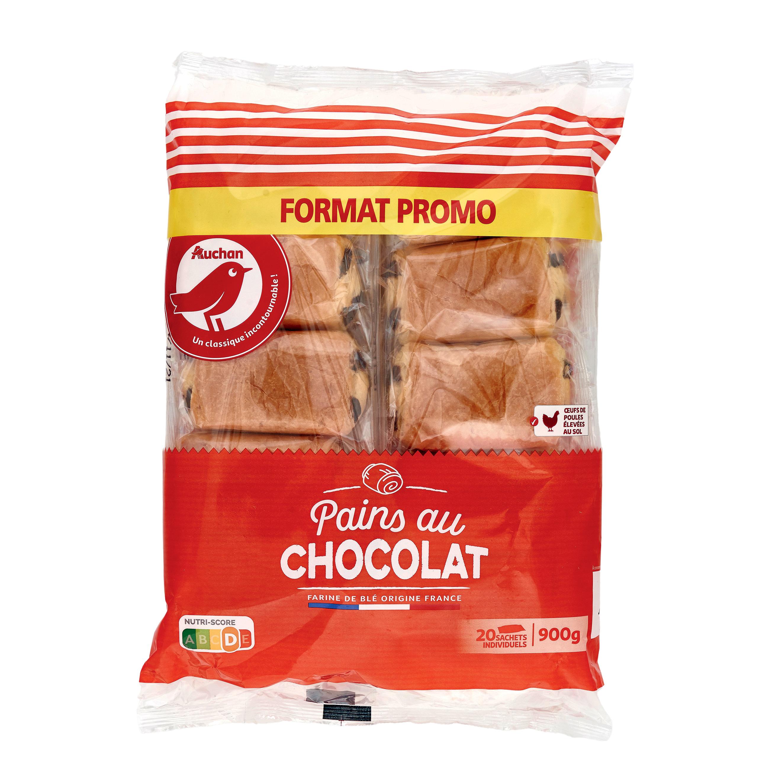 Voir la diapositive 2 : AUCHAN Pains au chocolat 20 pièces 900g