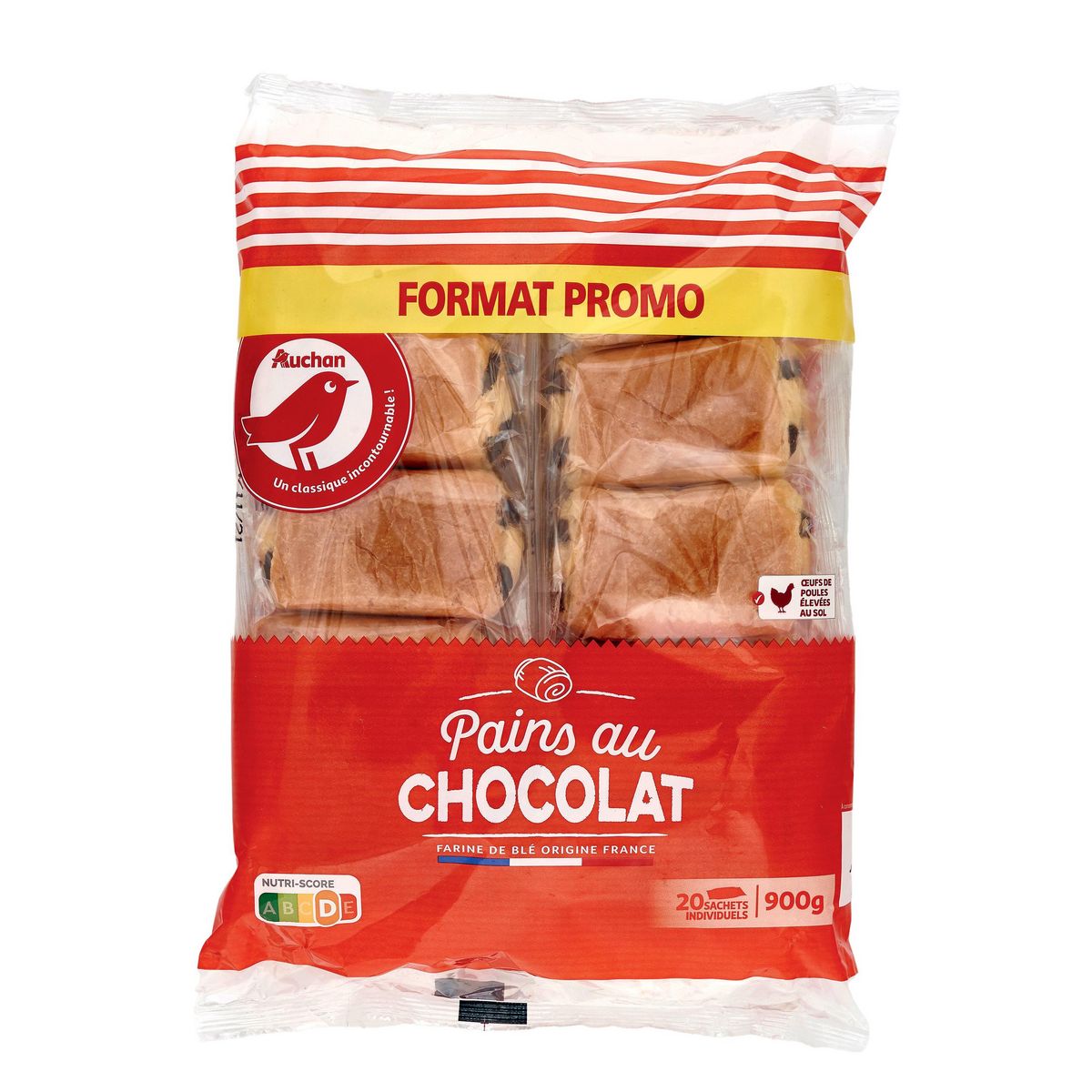 AUCHAN Pains au chocolat 20 pièces 900g