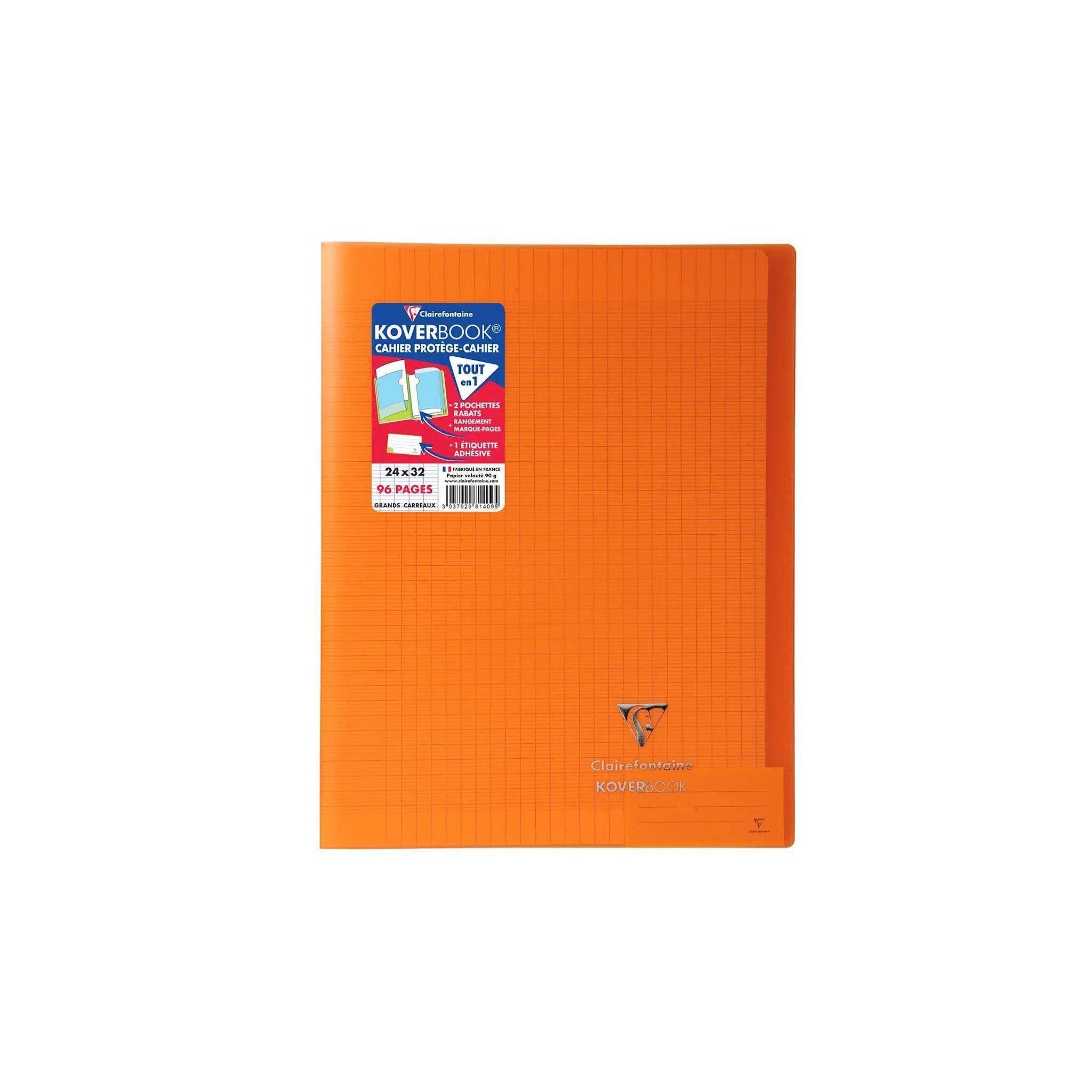 CLAIREFONTAINE Cahier Koverbook 24x32 cm 96 pages seyes orange transparent