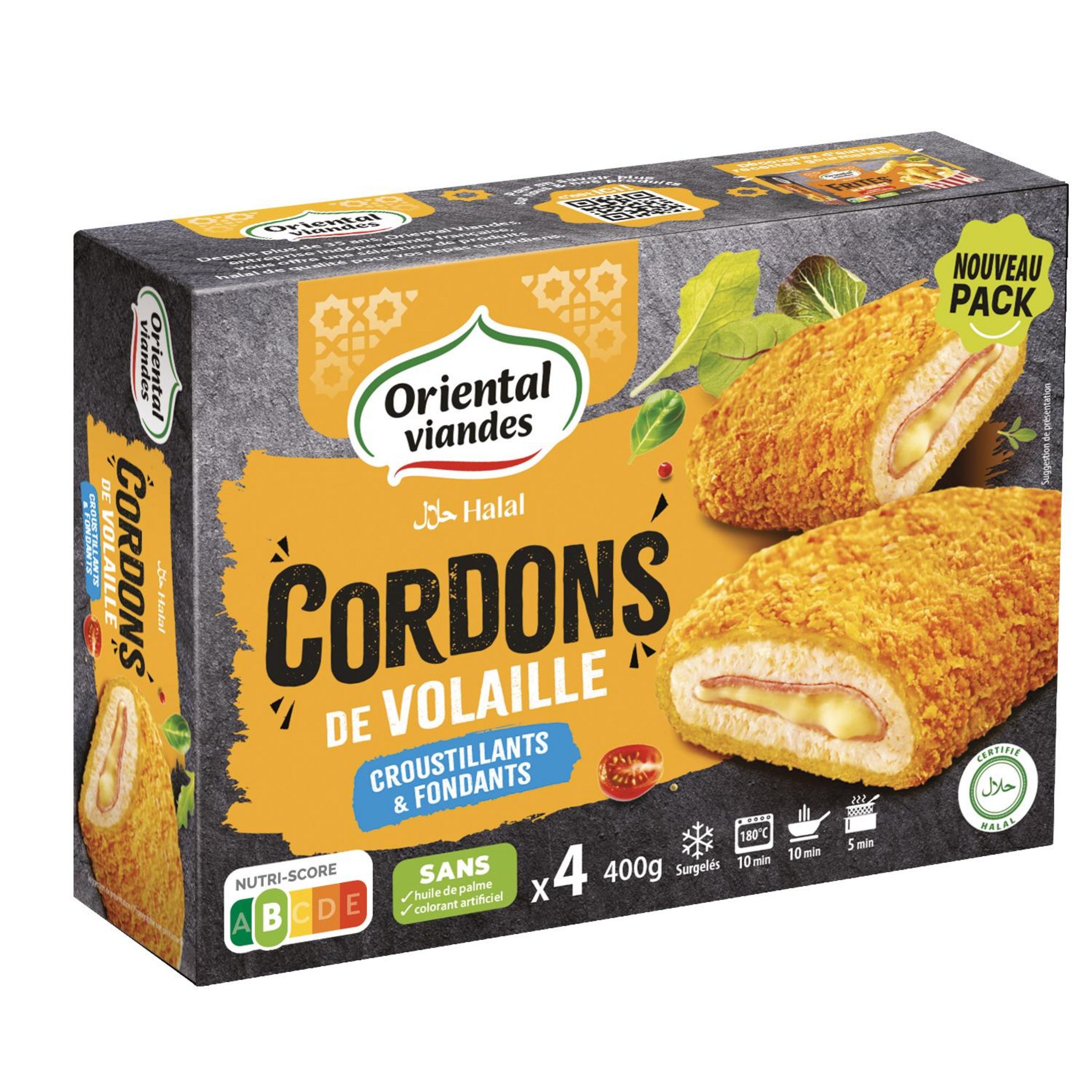 ORIENTAL Oriental Viande cordons bleus de dinde halal 4 pièces 400g