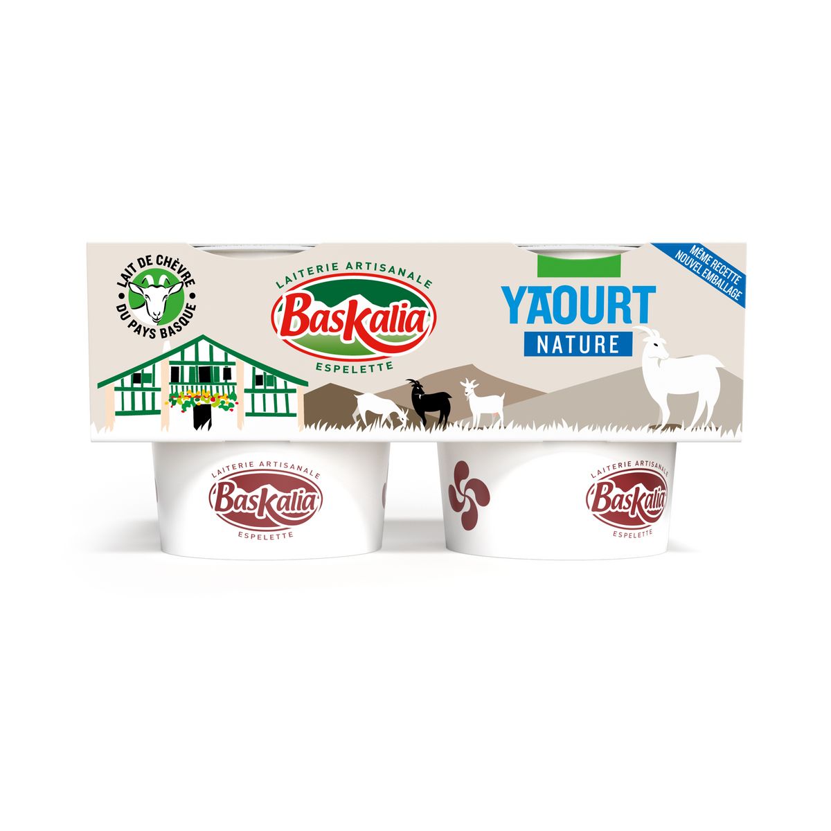 BASKALIA Yaourt pur chèvre nature 2x125g