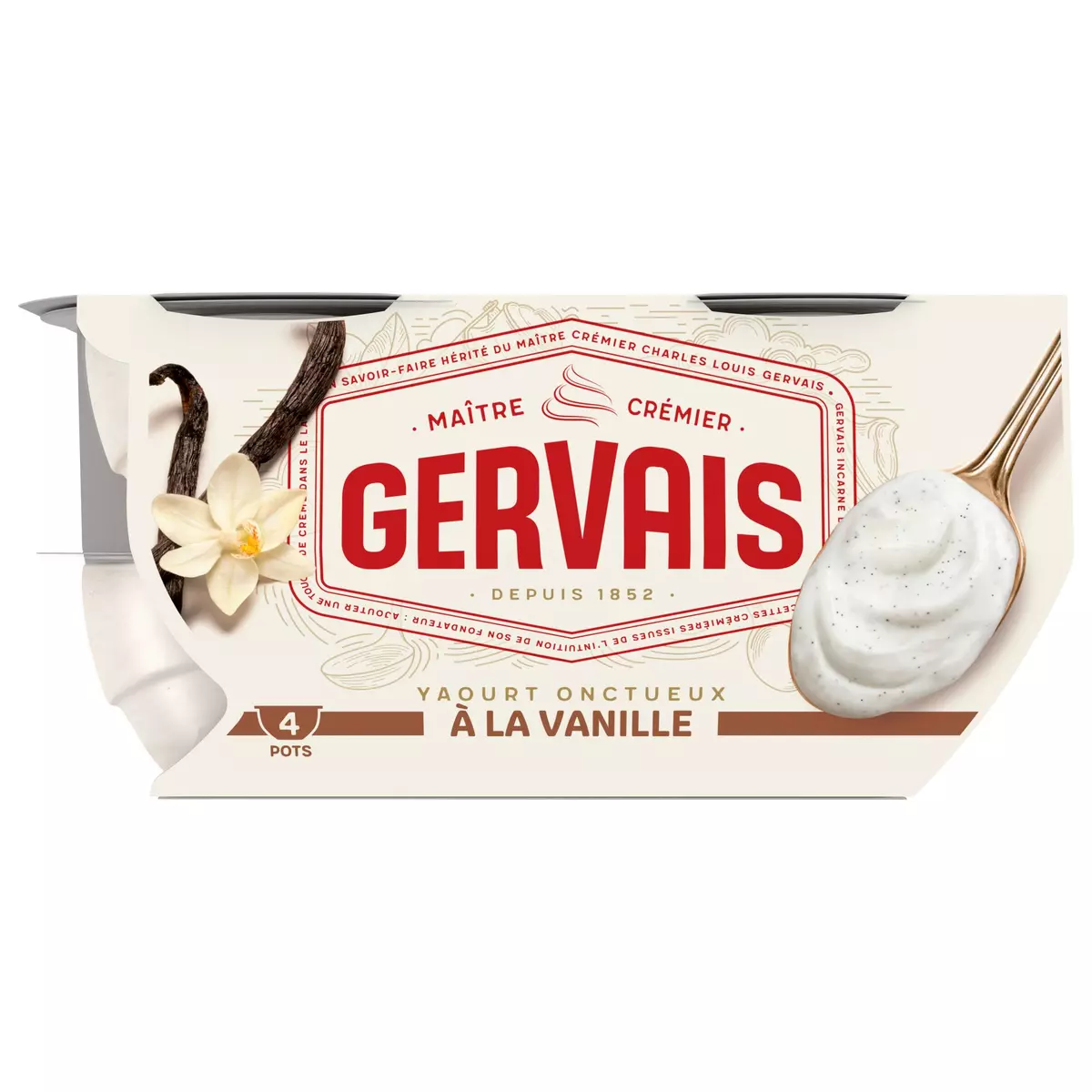 GERVAIS Yaourt brassé sucré saveur vanille 4x115g