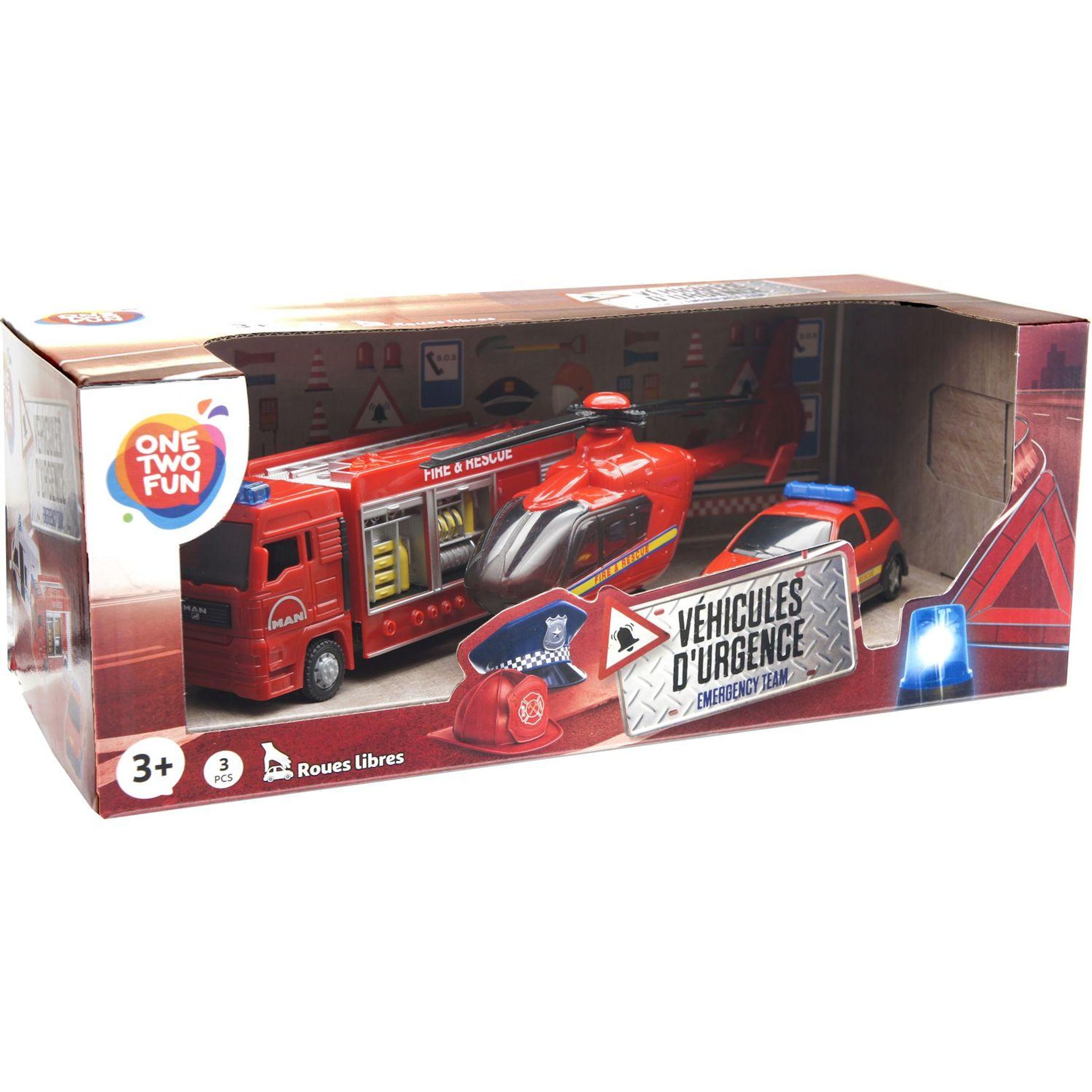 Voir la diapositive 3 : ONE TWO FUN Pack de 3 véhicules d'urgences