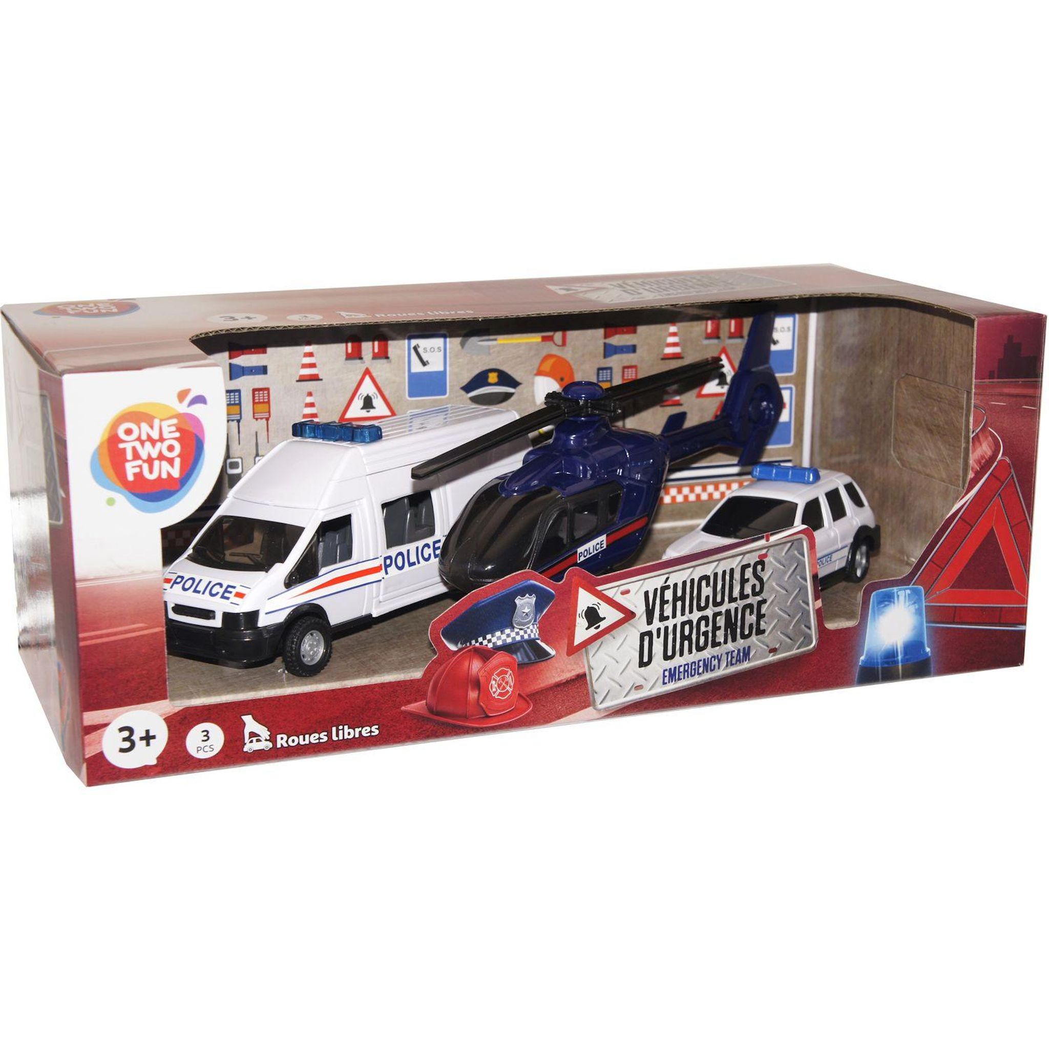 Voir la diapositive 4 : ONE TWO FUN Pack de 3 véhicules d'urgences