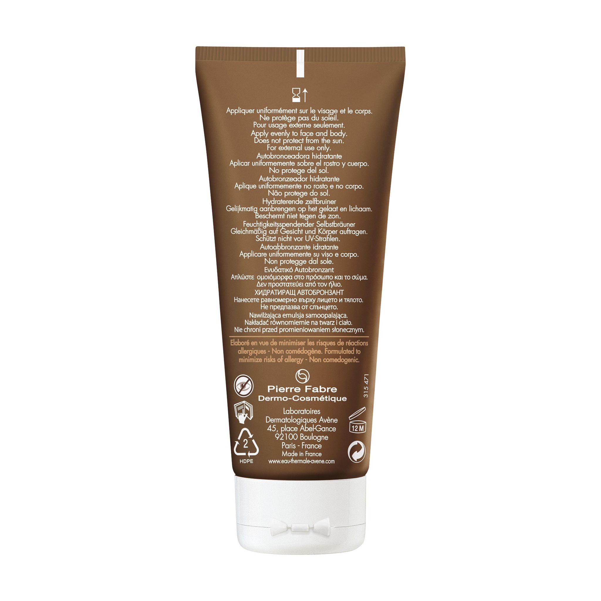 Voir la diapositive 2 : AVÈNE Autobronzant hydratant visage et corps gelée satinée 100ml