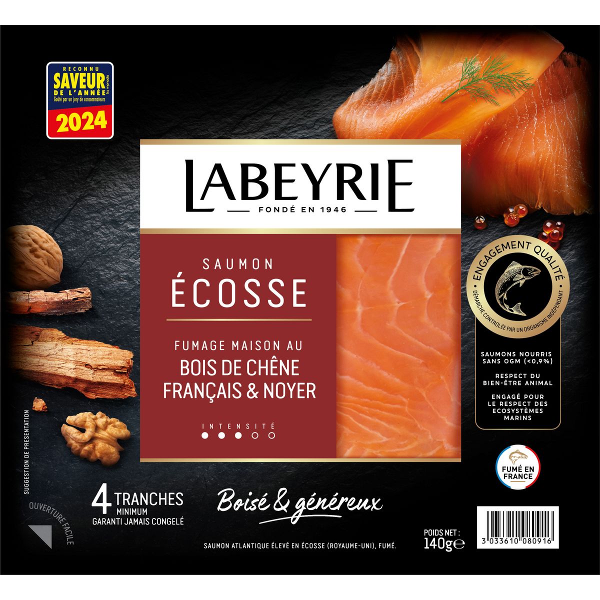 LABEYRIE Le Boisée Saumon fumée d'Ecosse 4 tranches 140g