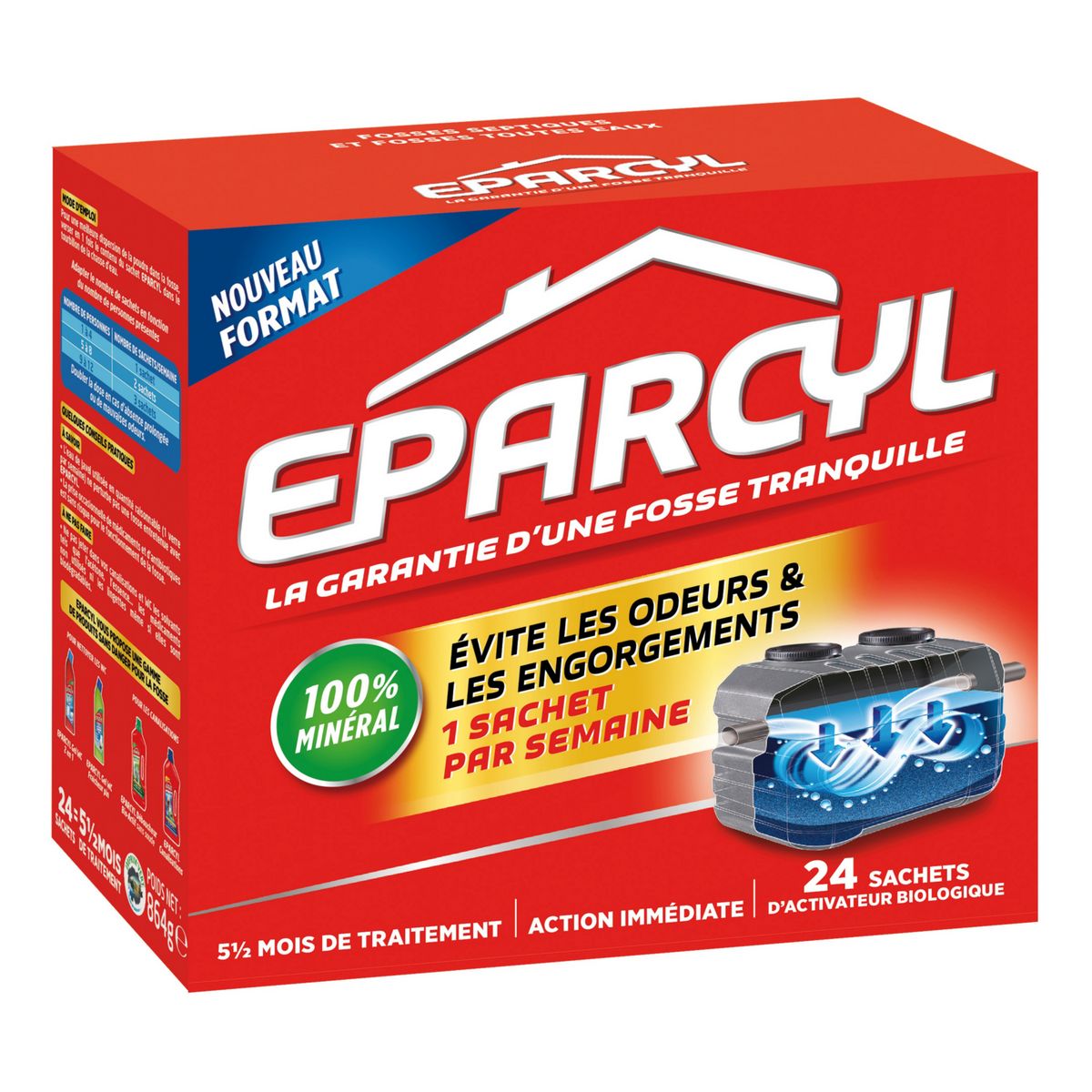 EPARCYL Sachets entretien fosse septique activateur biologique 24 sachets