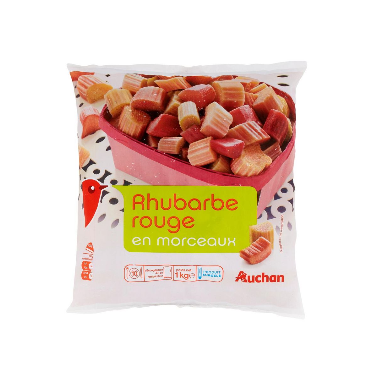 AUCHAN Rhubarbes rouge en morceaux 1kg