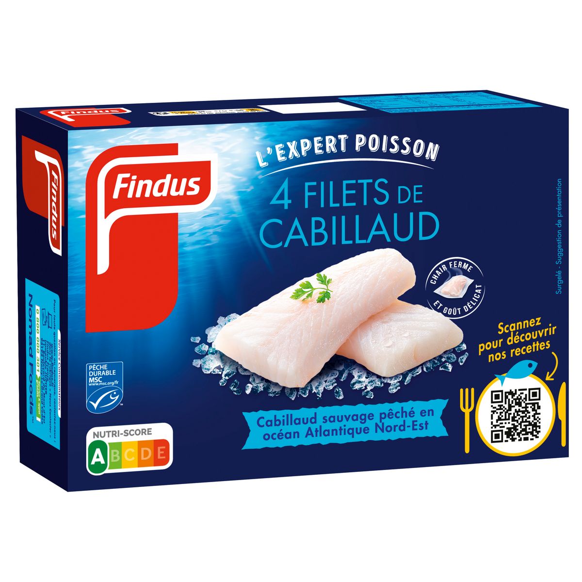 FINDUS Filet de cabillaud sans arête MSC 4 pièces 400g