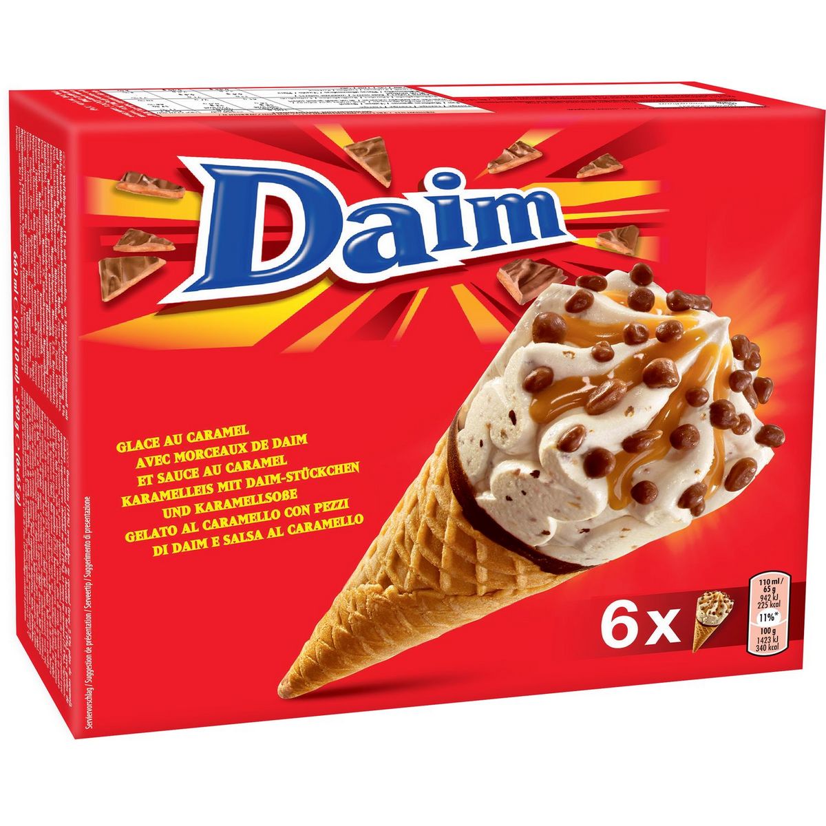 DAIM Cône galcé au caramel et morceaux de Daim 6 pièces 390g