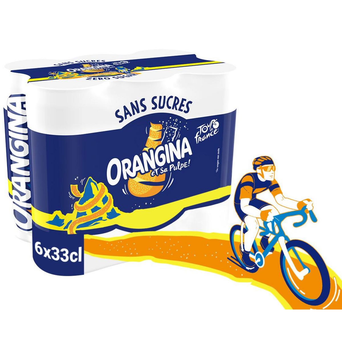 ORANGINA Boisson gazeuse à l'orange Sans Sucres boîtes slim 6x33cl