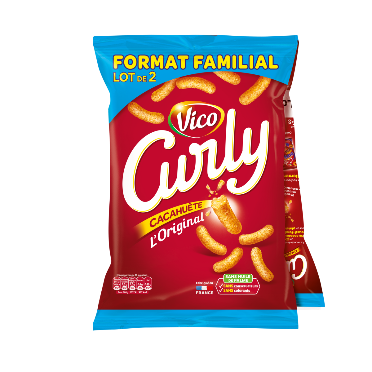 CURLY Biscuits soufflés à la cacahuète lot de 2 2x160g