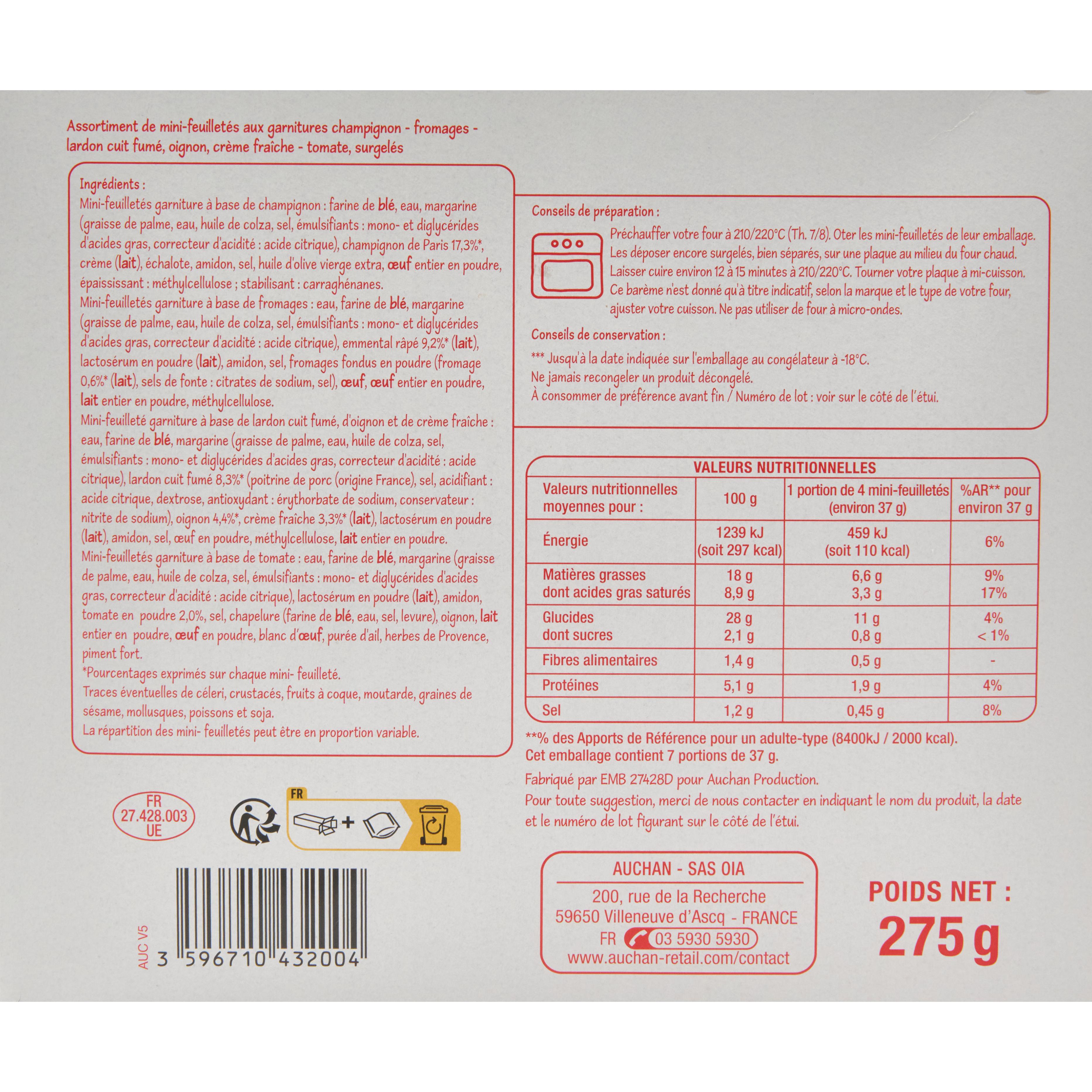 Voir la diapositive 3 : POUCE Mini-feuilletés apéritif 30 pièces 275g