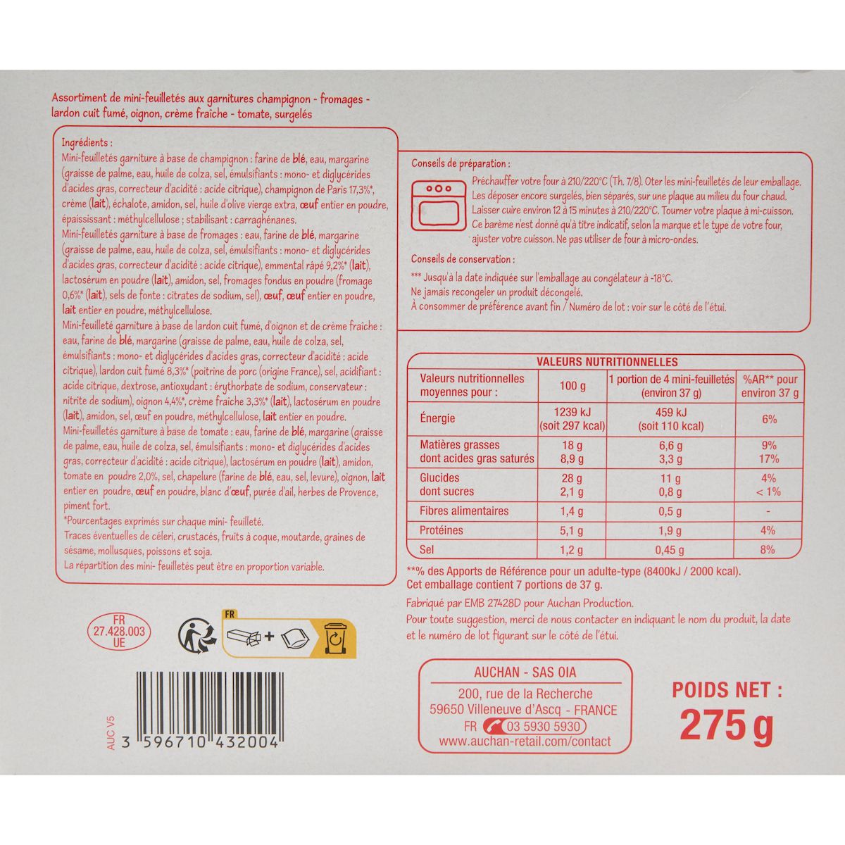 POUCE Mini-feuilletés apéritif 30 pièces 275g